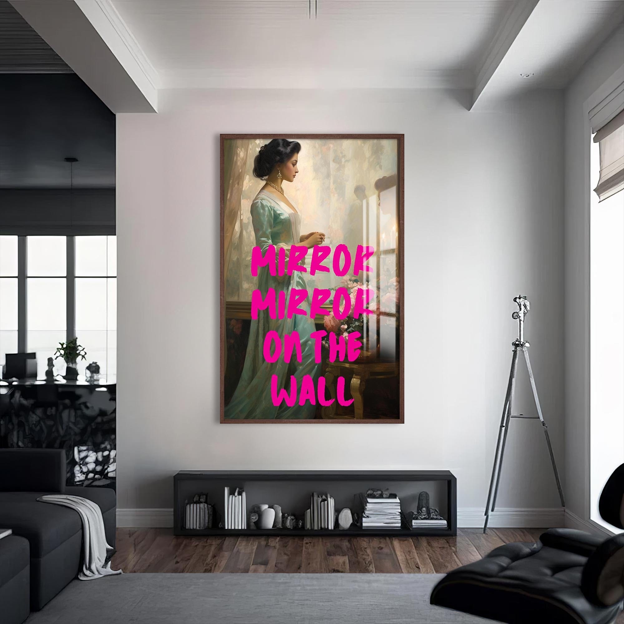 Artronauts Glass Print S | 72x46 cm | 28.3"x18.1" / Walnut Mirror Mirror Wall - Tempered Glass Wall Art