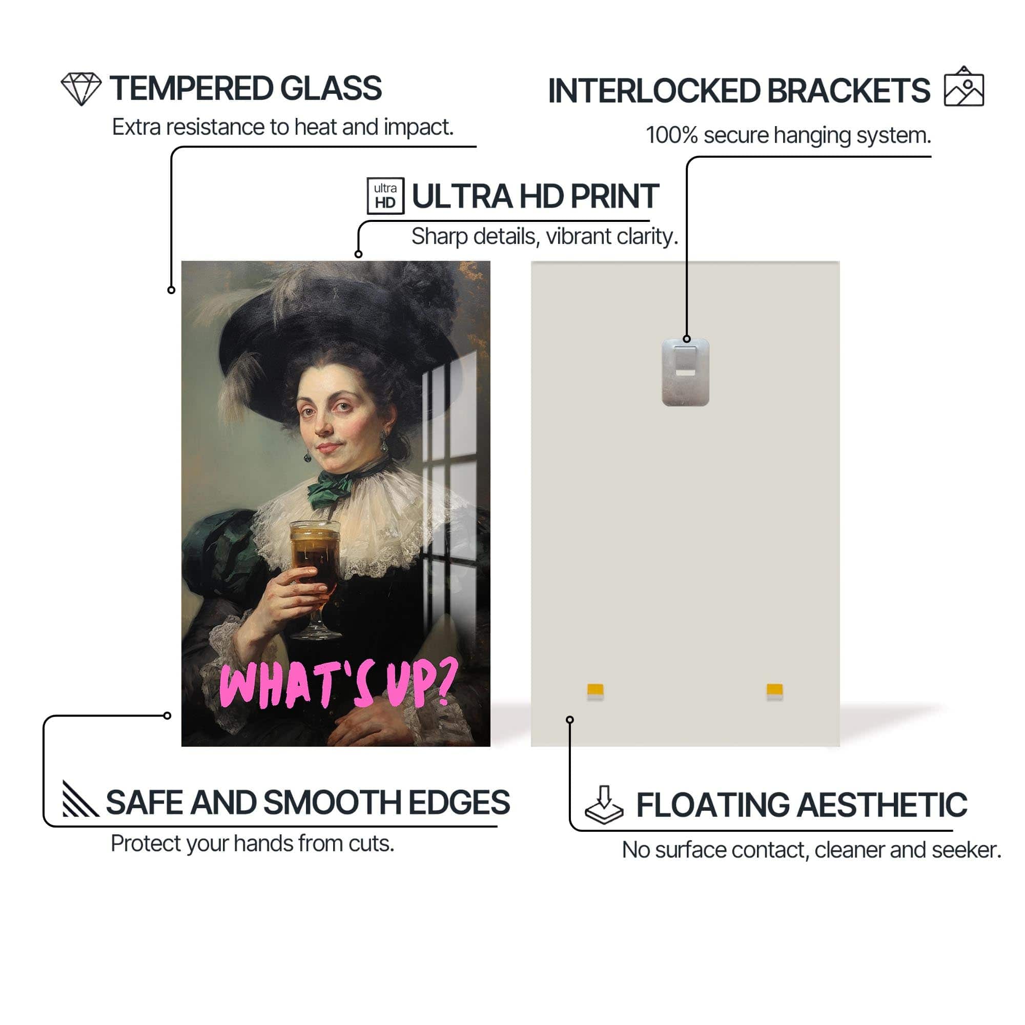 Artronauts Glass Print WHAT’S UP ? - Tempered Glass Wall Art