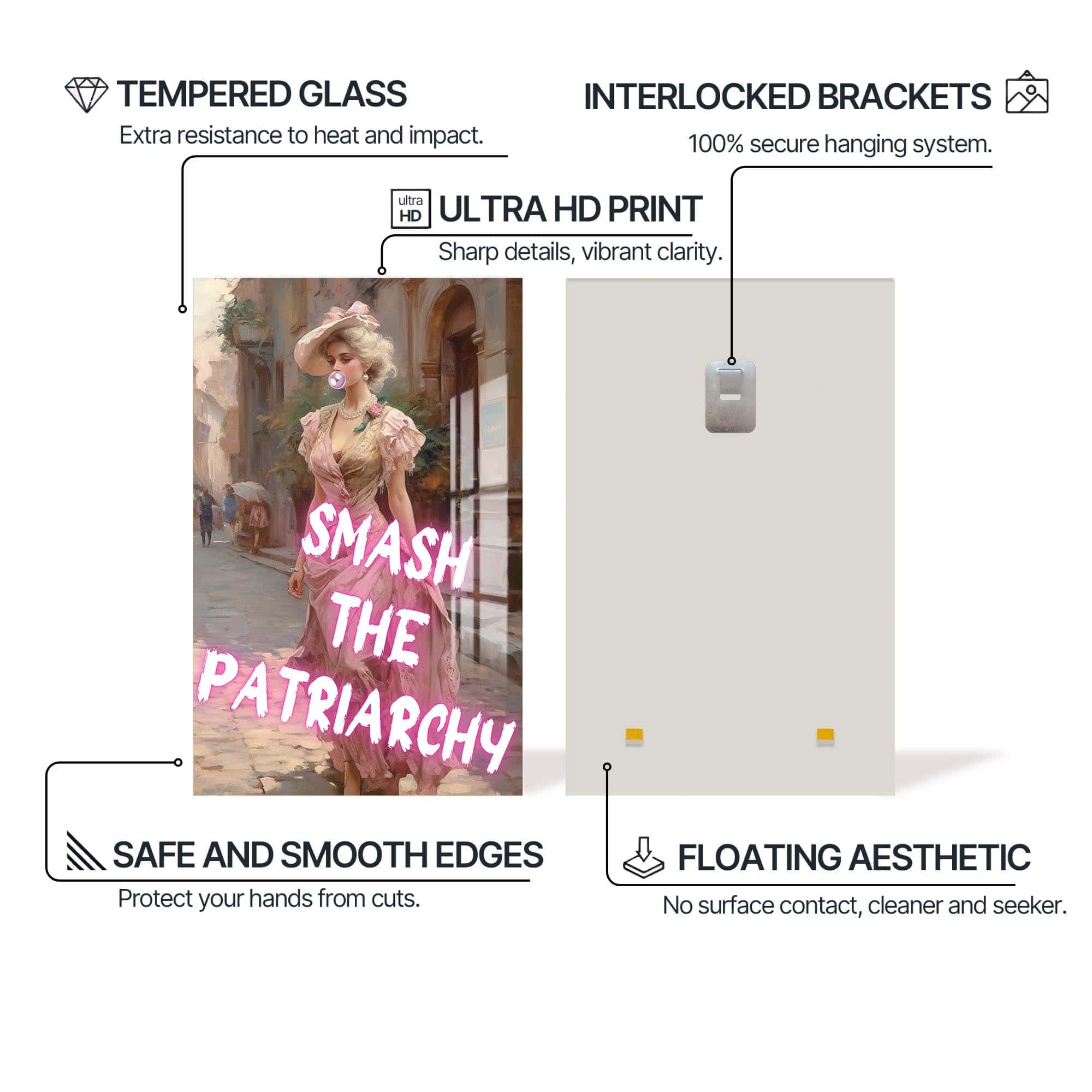 Artronauts Glass Print Smash The Patriarchy - Tempered Glass Wall Art