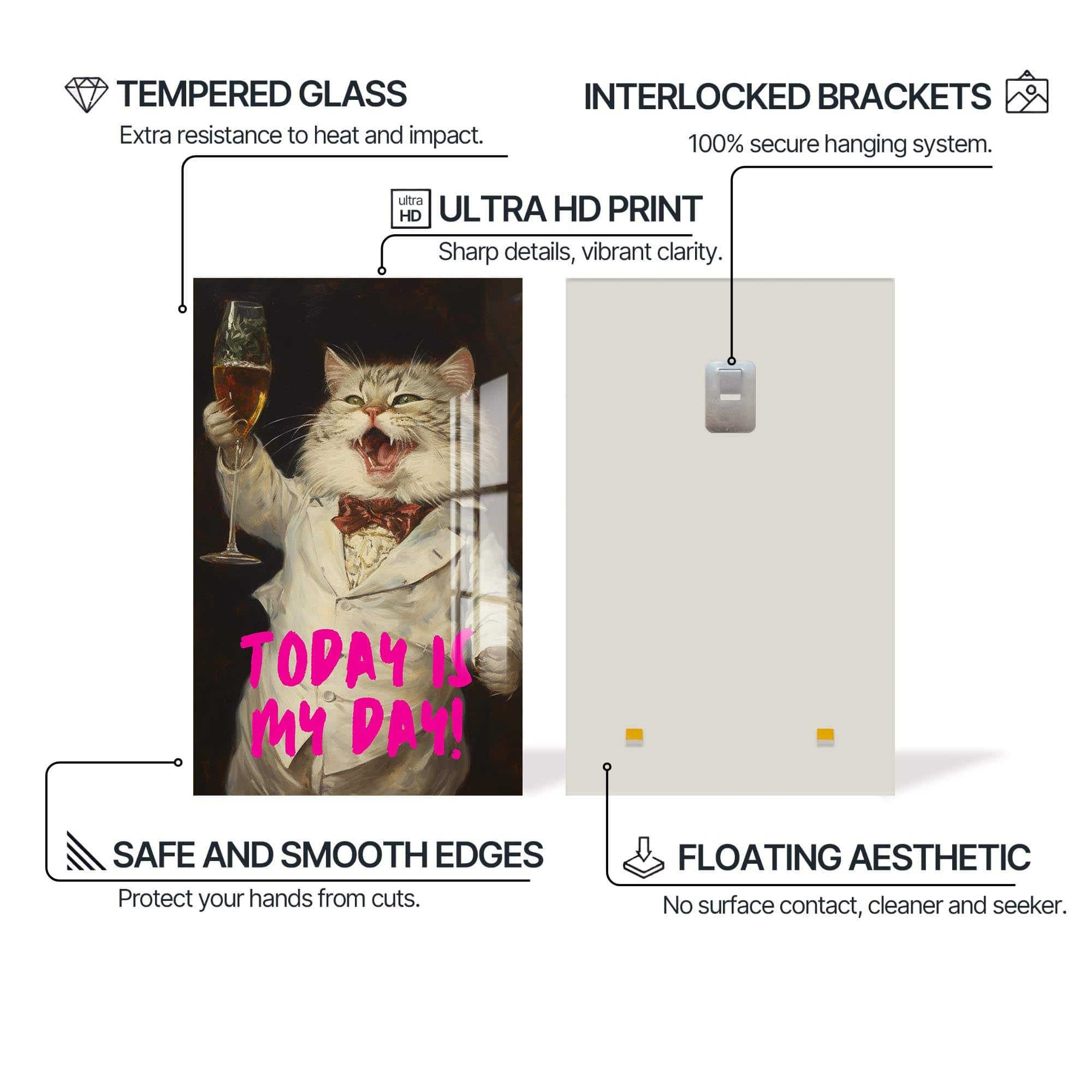Artronauts Glass Print Today Is My Day - Tempered Glass Wall Art