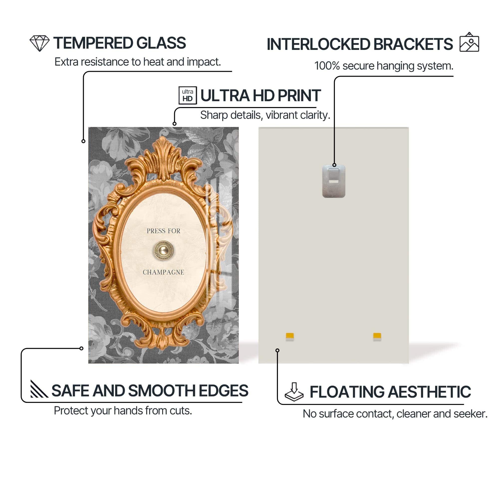 Artronauts Glass Print Press For Champagne - Tempered Glass Wall Art