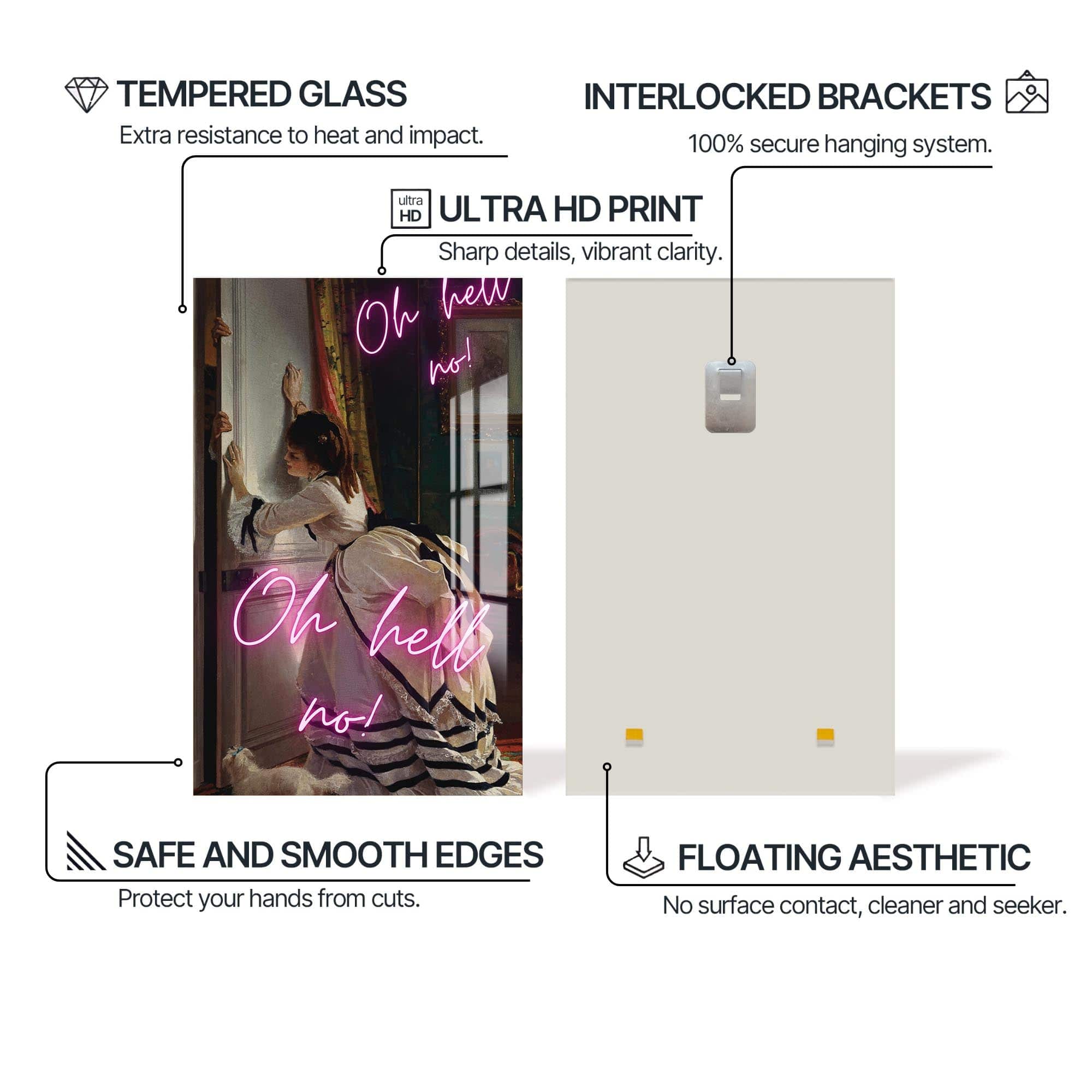 Artronauts Glass Print Oh Hell No - Tempered Glass Wall Art