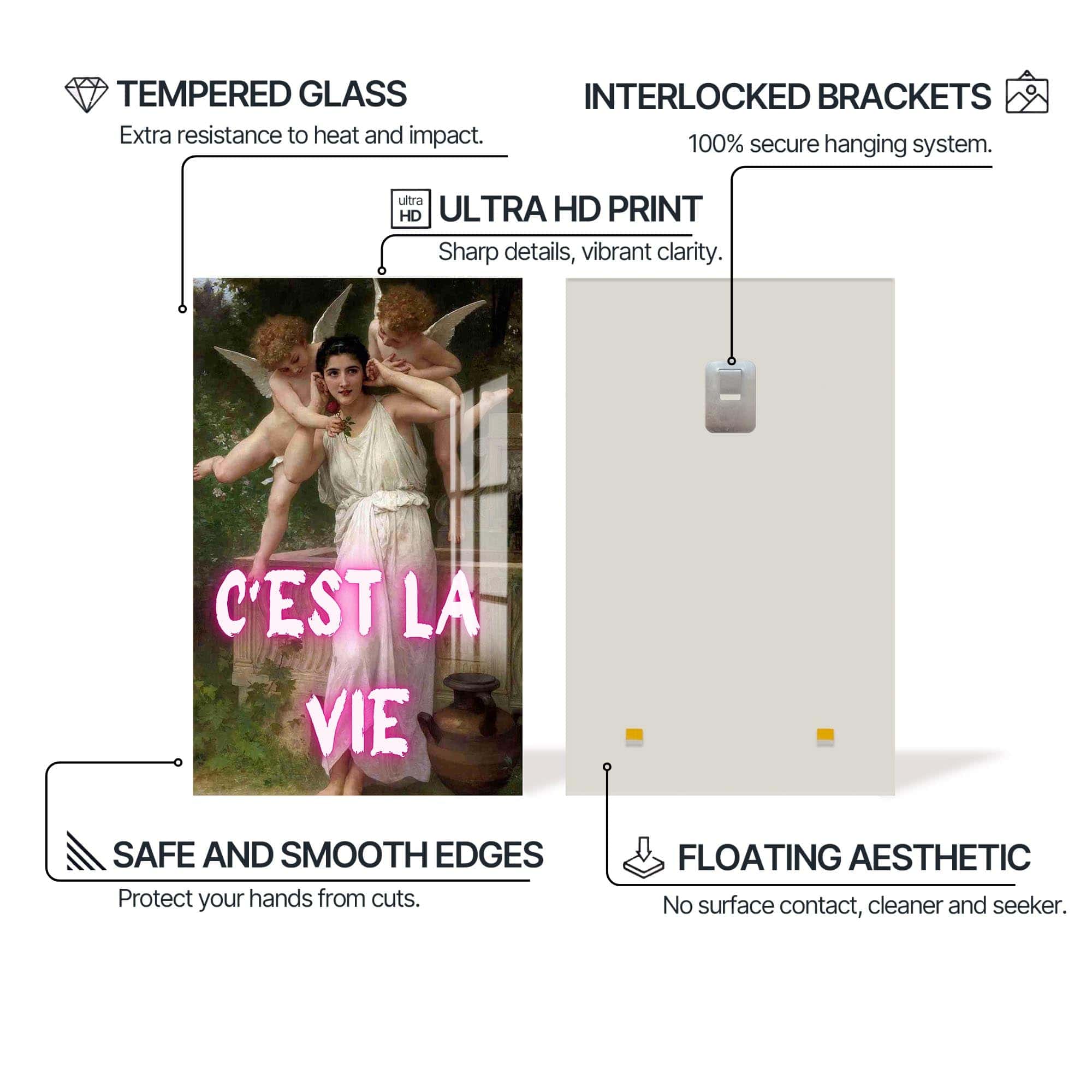 Artronauts Glass Print C’EST LA VIE - Tempered Glass Wall Art