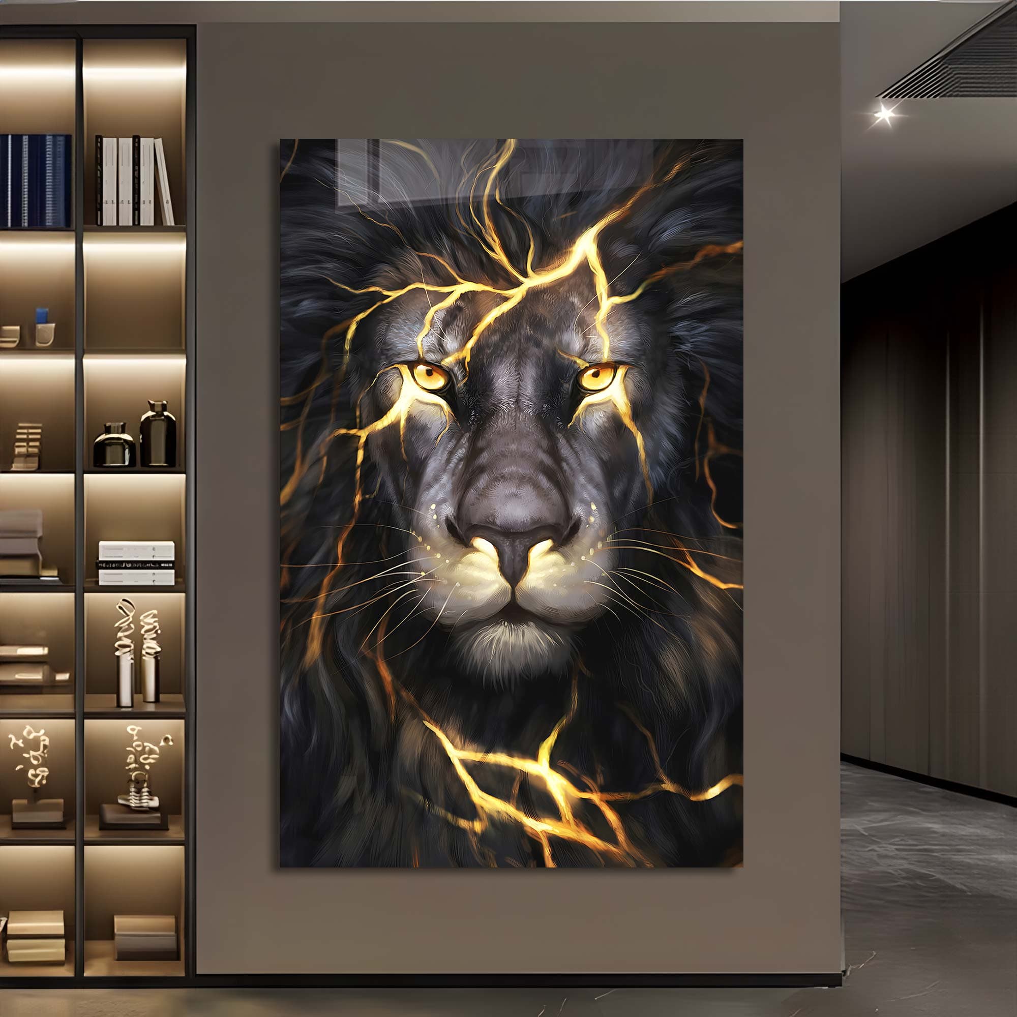 Artronauts Glass Print Lightning Lion - Tempered Glass Wall Art