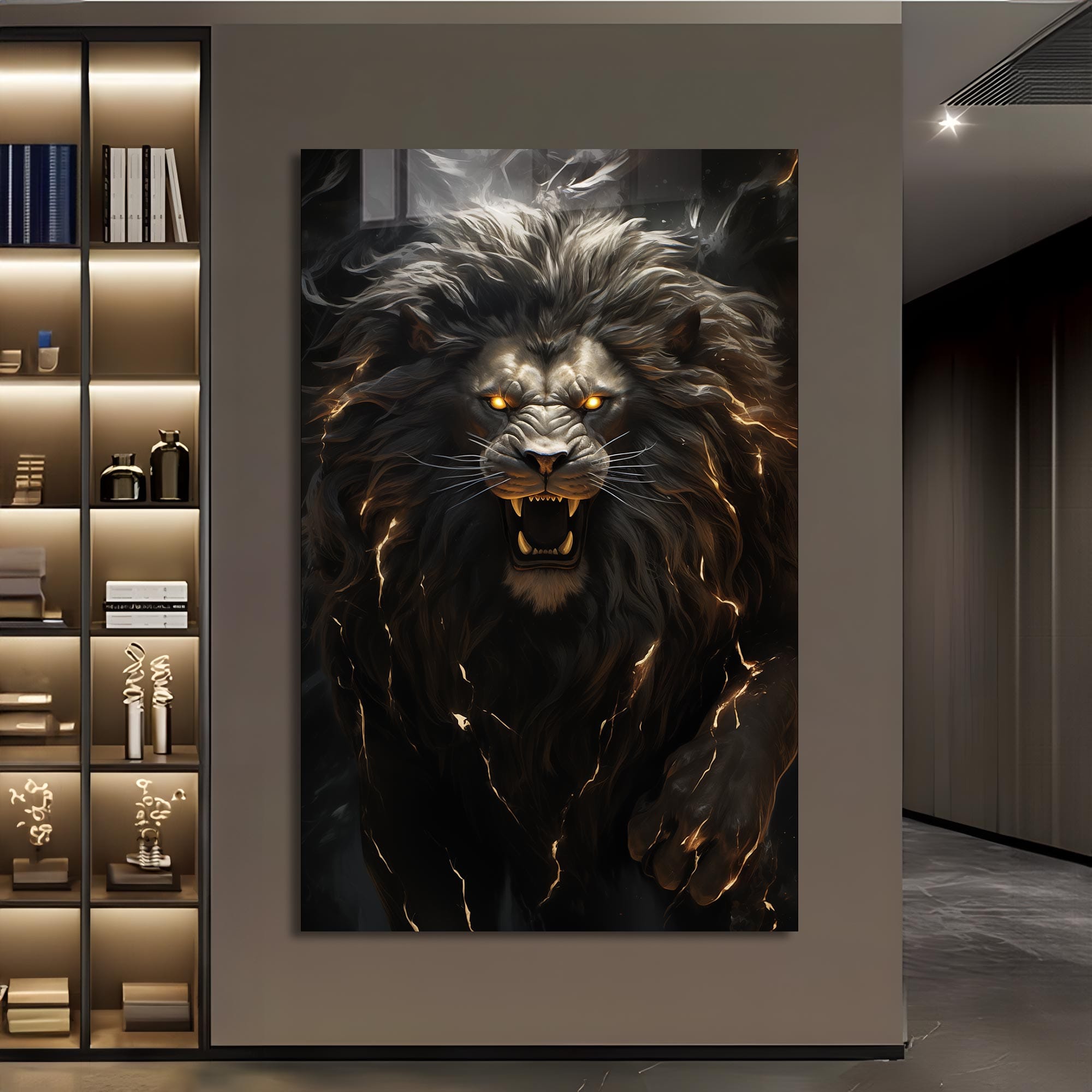 Artronauts Glass Print Furious Lion - Tempered Glass Wall Art