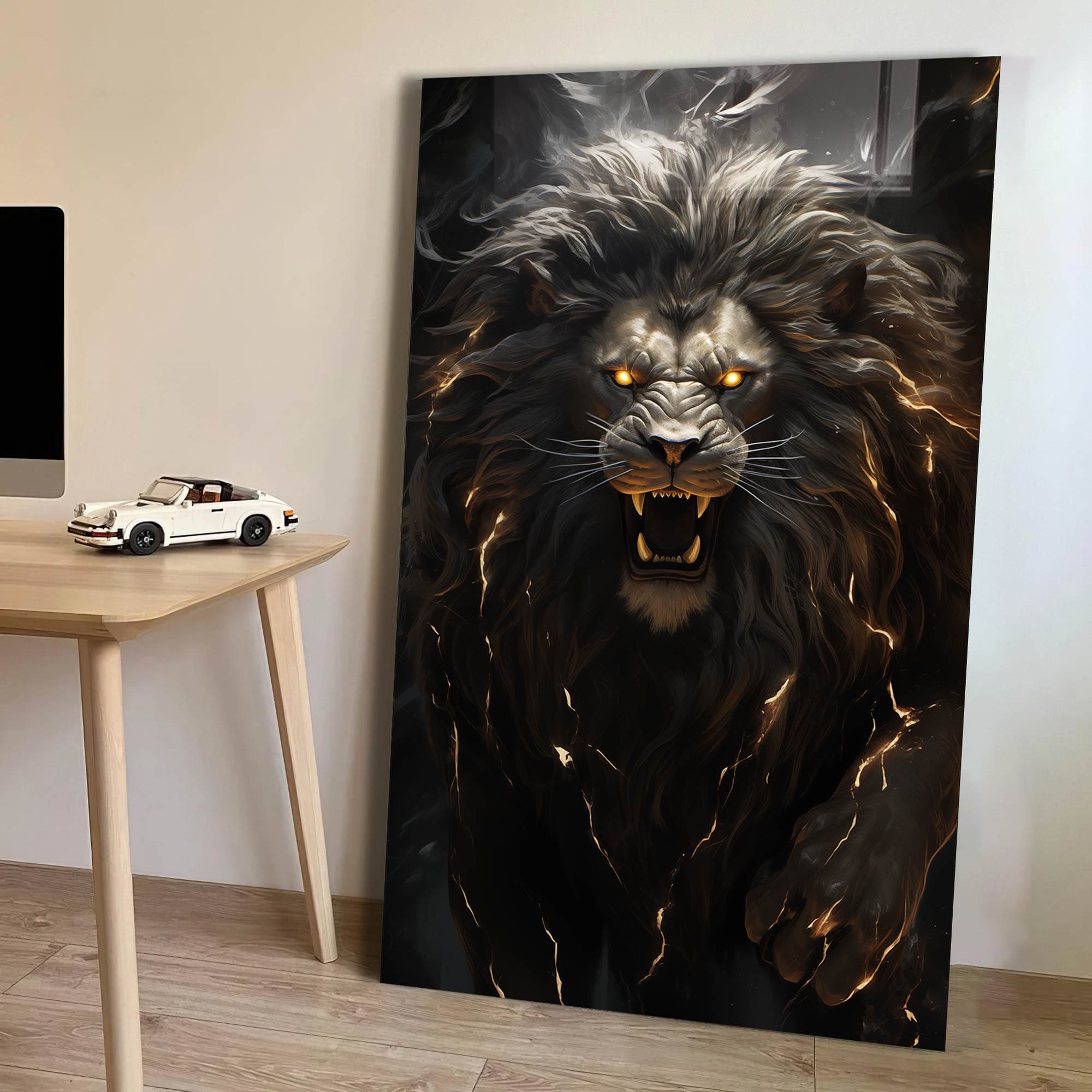 Artronauts Glass Print Furious Lion - Tempered Glass Wall Art