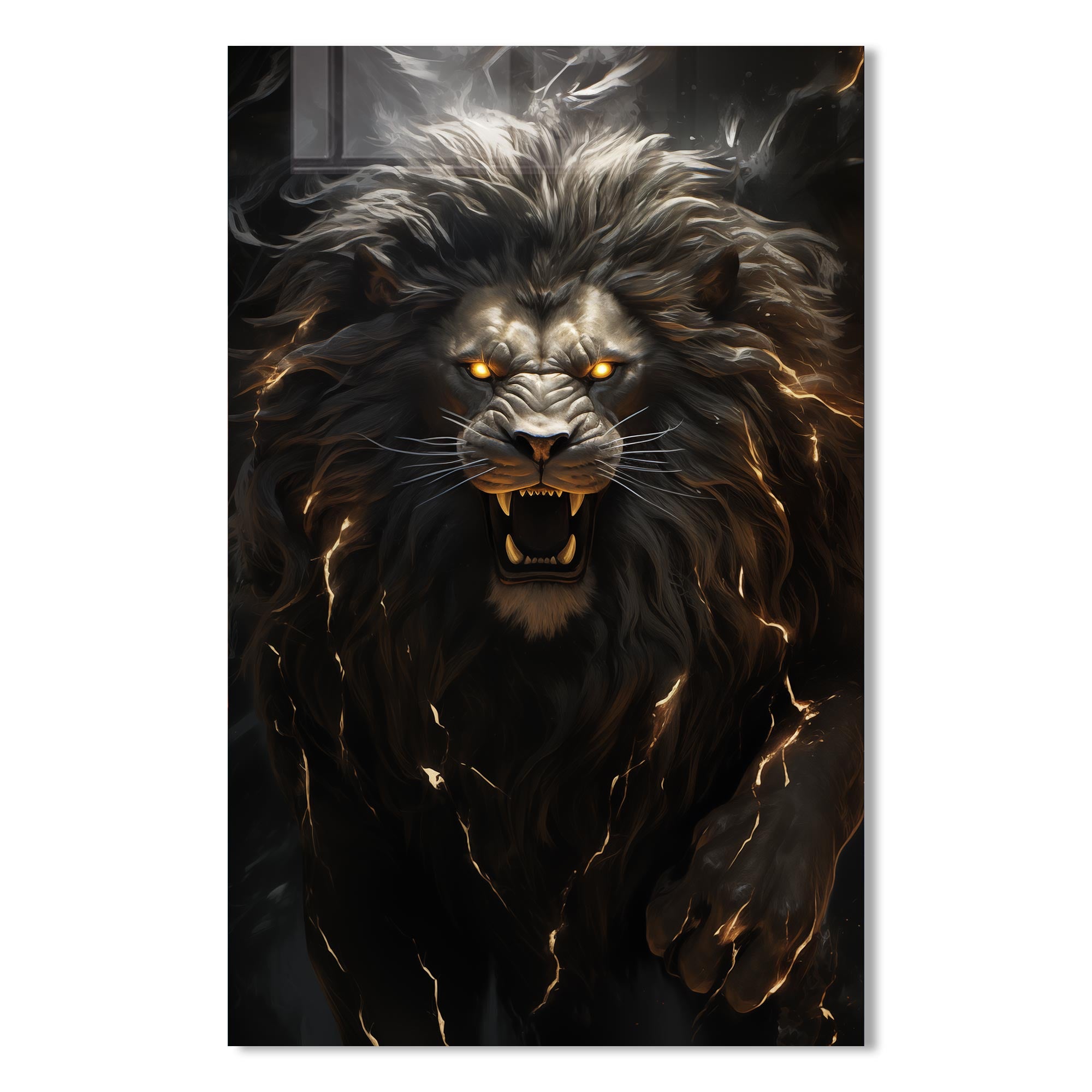 Furious Lion - Tempered Glass Wall Art