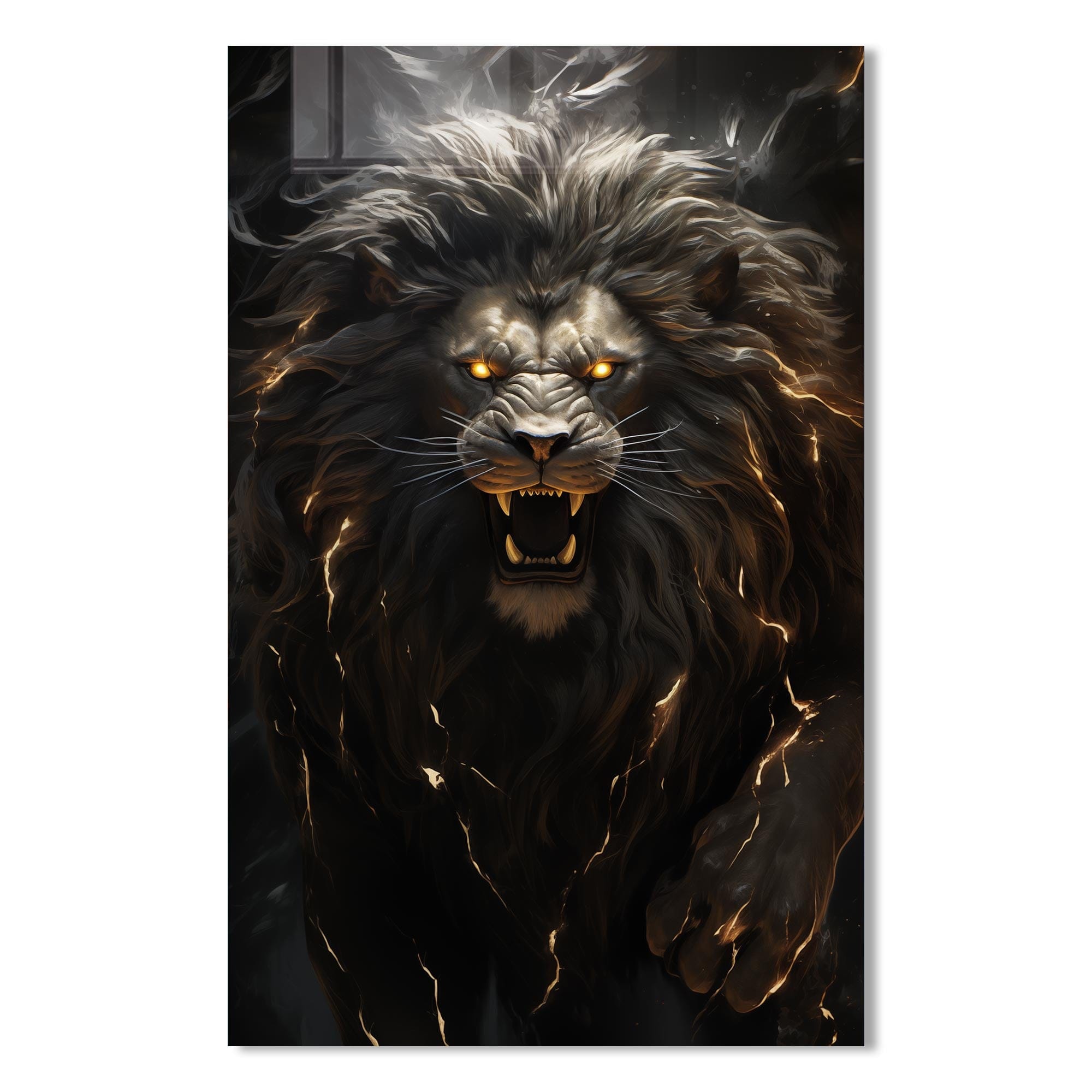 Artronauts Glass Print Furious Lion - Tempered Glass Wall Art