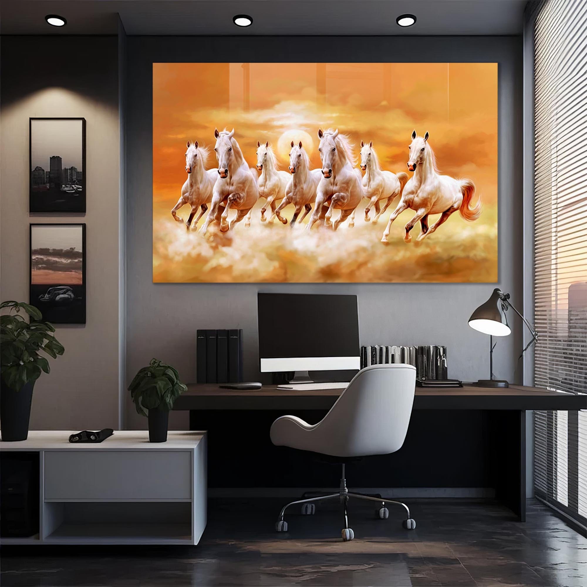 Artronauts Glass Print Lucky Seven Horses - Tempered Glass Wall Art