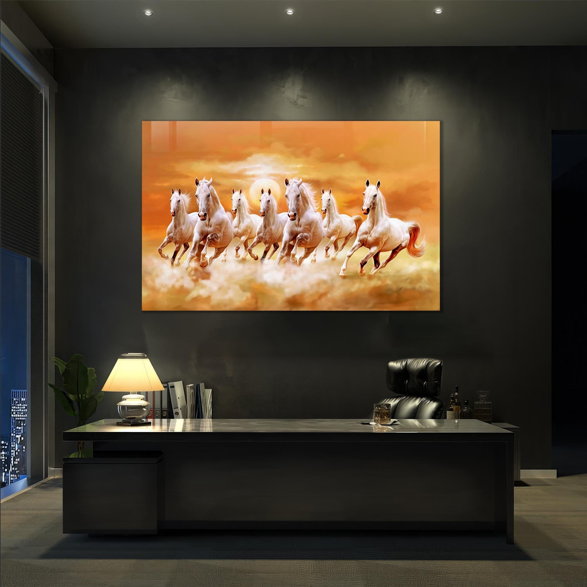 Artronauts Glass Print Lucky Seven Horses - Tempered Glass Wall Art