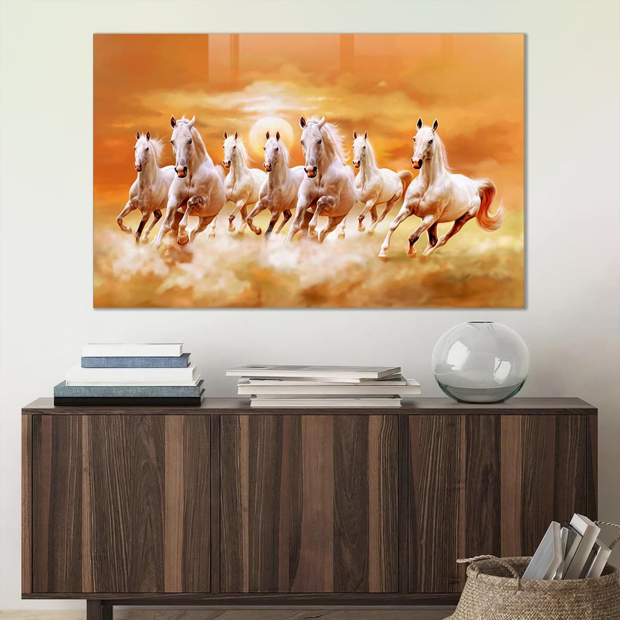 Artronauts Glass Print Lucky Seven Horses - Tempered Glass Wall Art