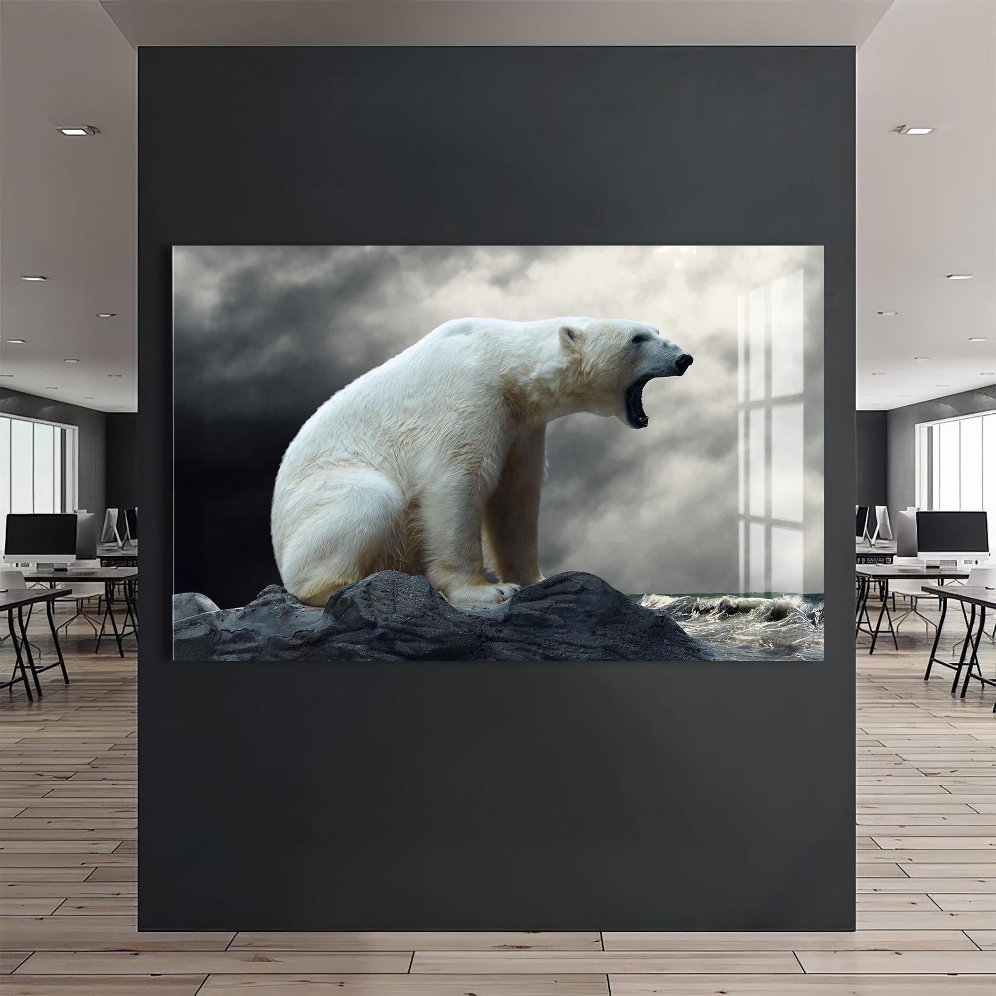 Artronauts Glass Print Roaring Polar Bear – Animal Tempered Glass Wall Art