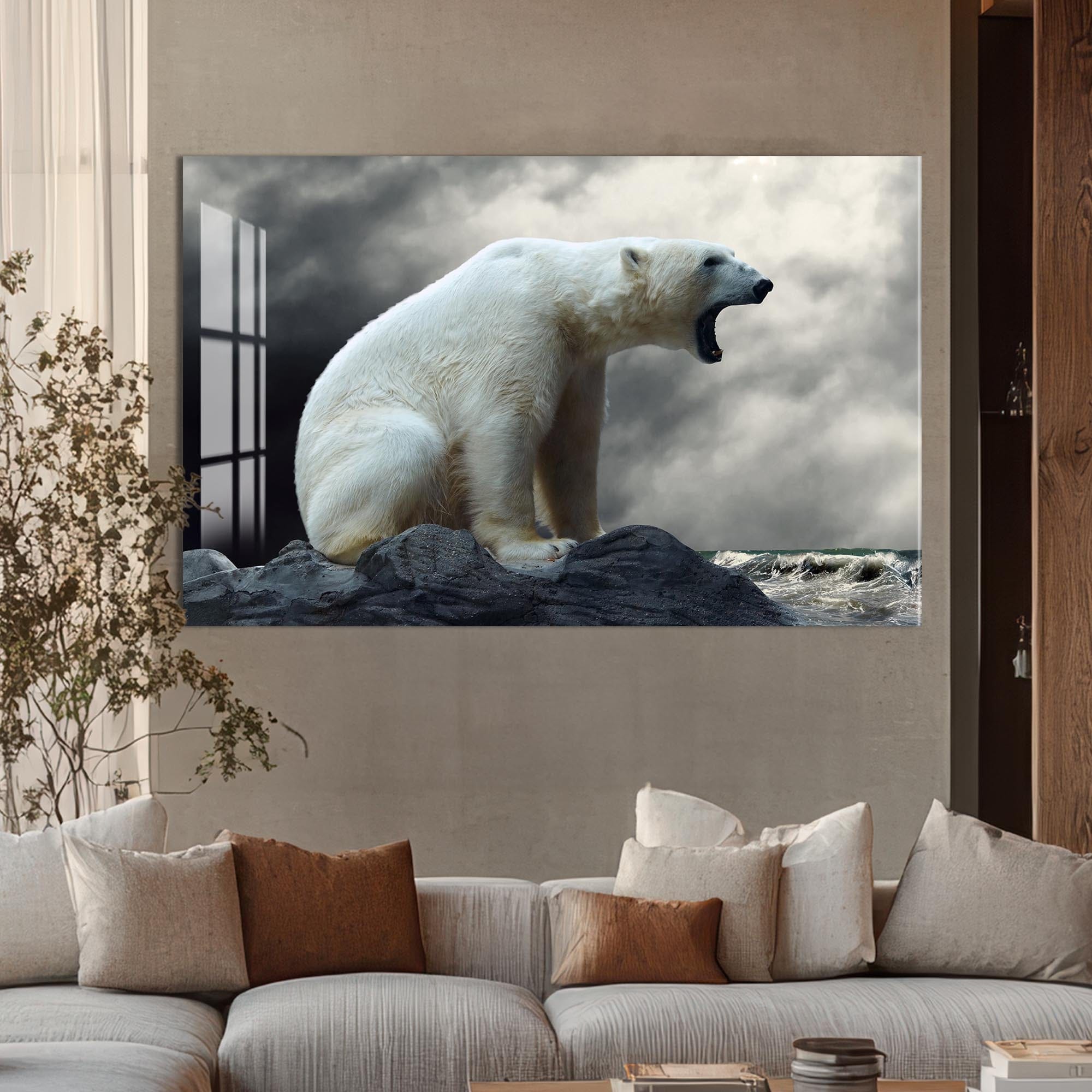 Artronauts Glass Print Roaring Polar Bear – Animal Tempered Glass Wall Art
