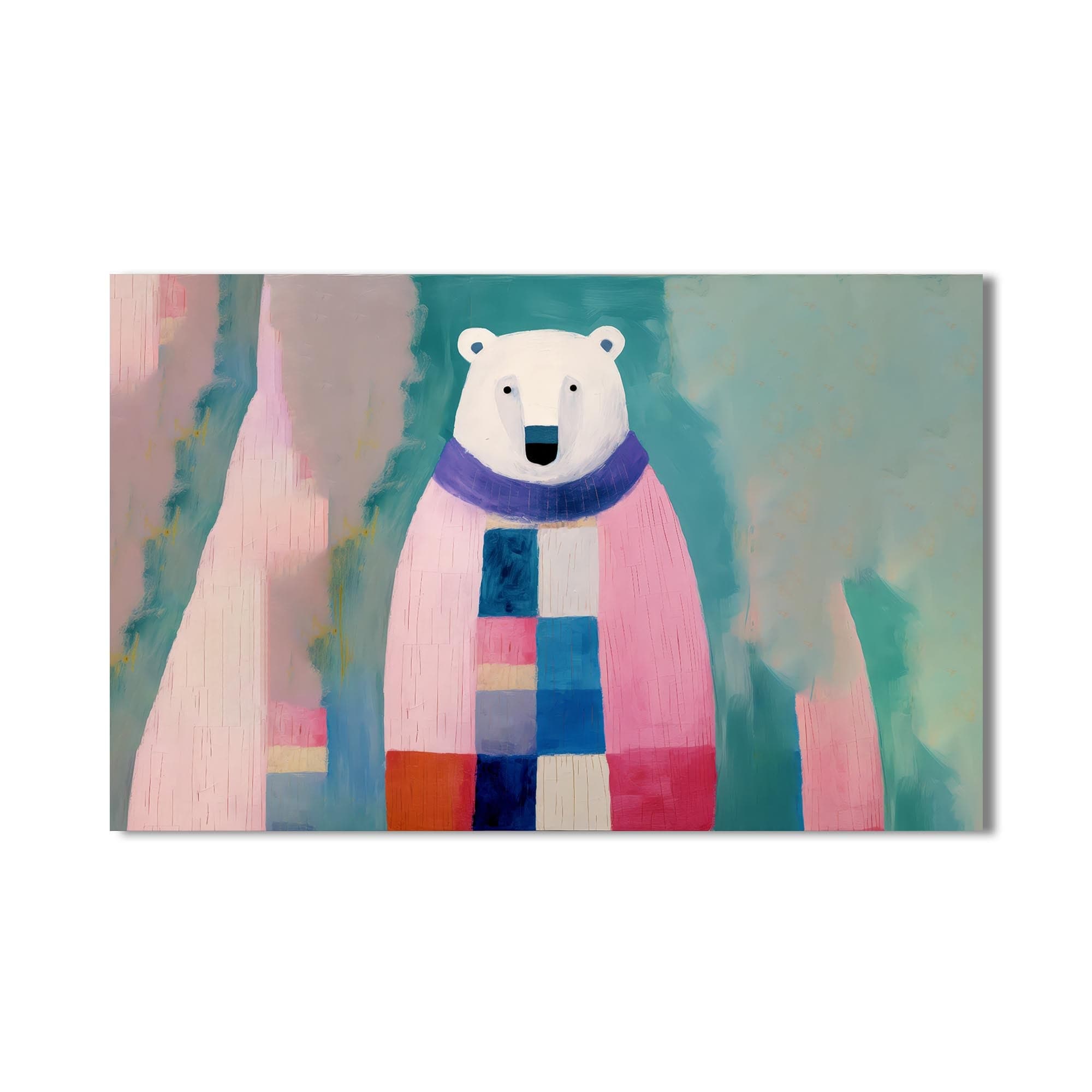 Artronauts Glass Print Cosy Patchwork Polar Bear – Animal Tempered Glass Wall Art