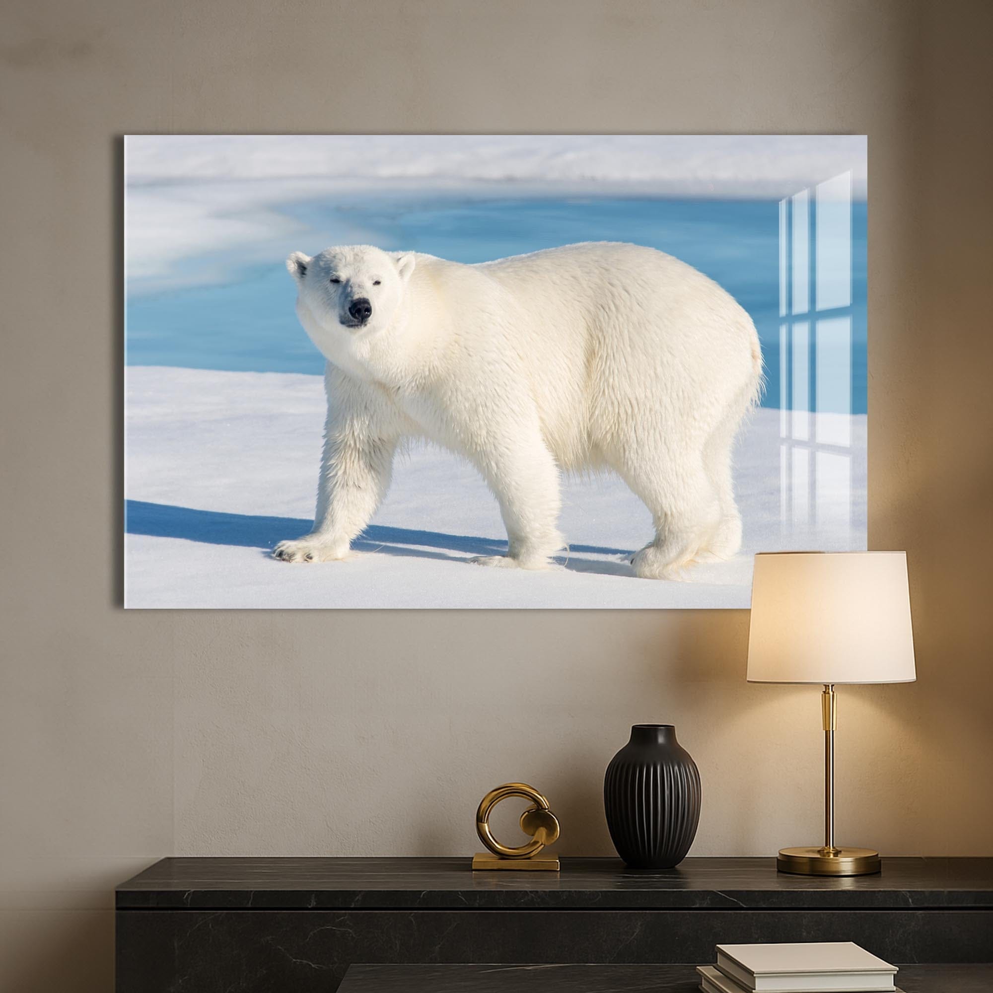 Artronauts Glass Print Polar Bear on Arctic Snow – Animal Tempered Glass Wall Art
