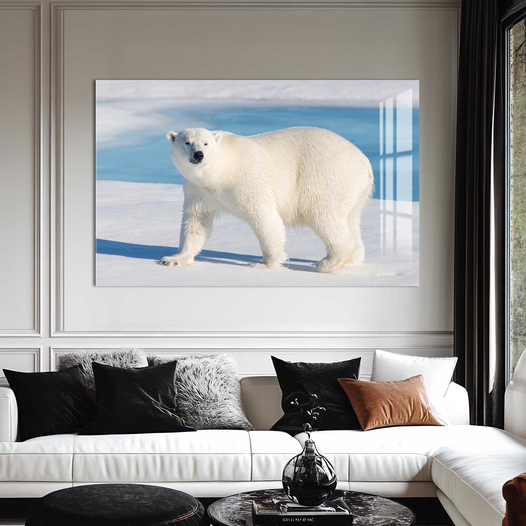 Artronauts Glass Print Polar Bear on Arctic Snow – Animal Tempered Glass Wall Art