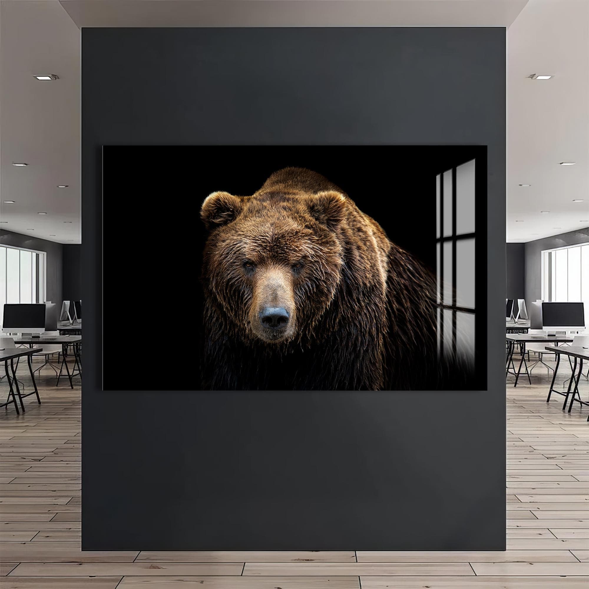 Artronauts Glass Print Brown Bear Portrait – Animal Tempered Glass Wall Art