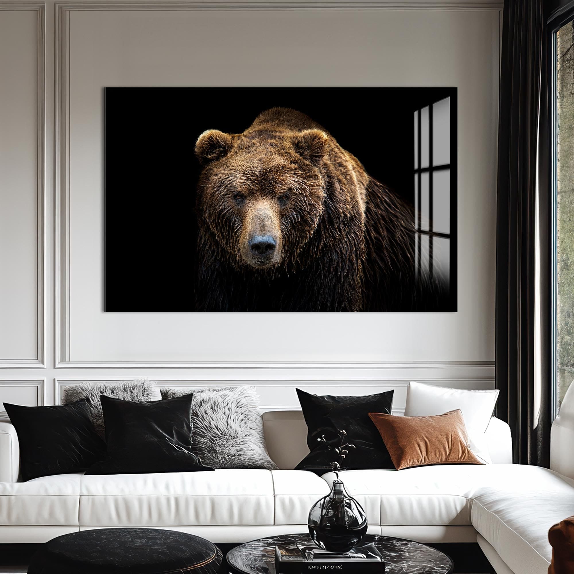 Artronauts Glass Print Brown Bear Portrait – Animal Tempered Glass Wall Art