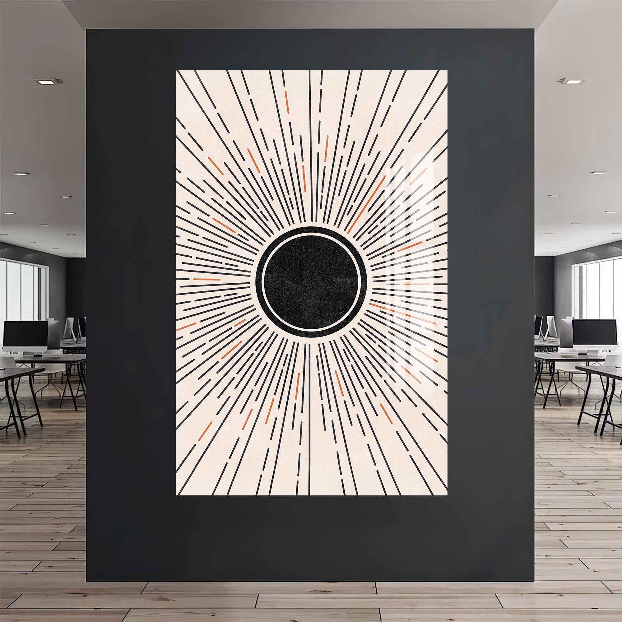 Solar Eclipse Burst– Bohemian Tempered Glass Wall Art