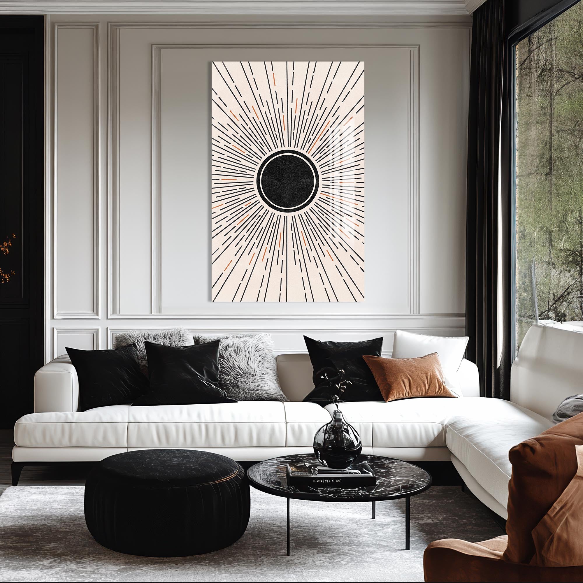 Solar Eclipse Burst– Bohemian Tempered Glass Wall Art