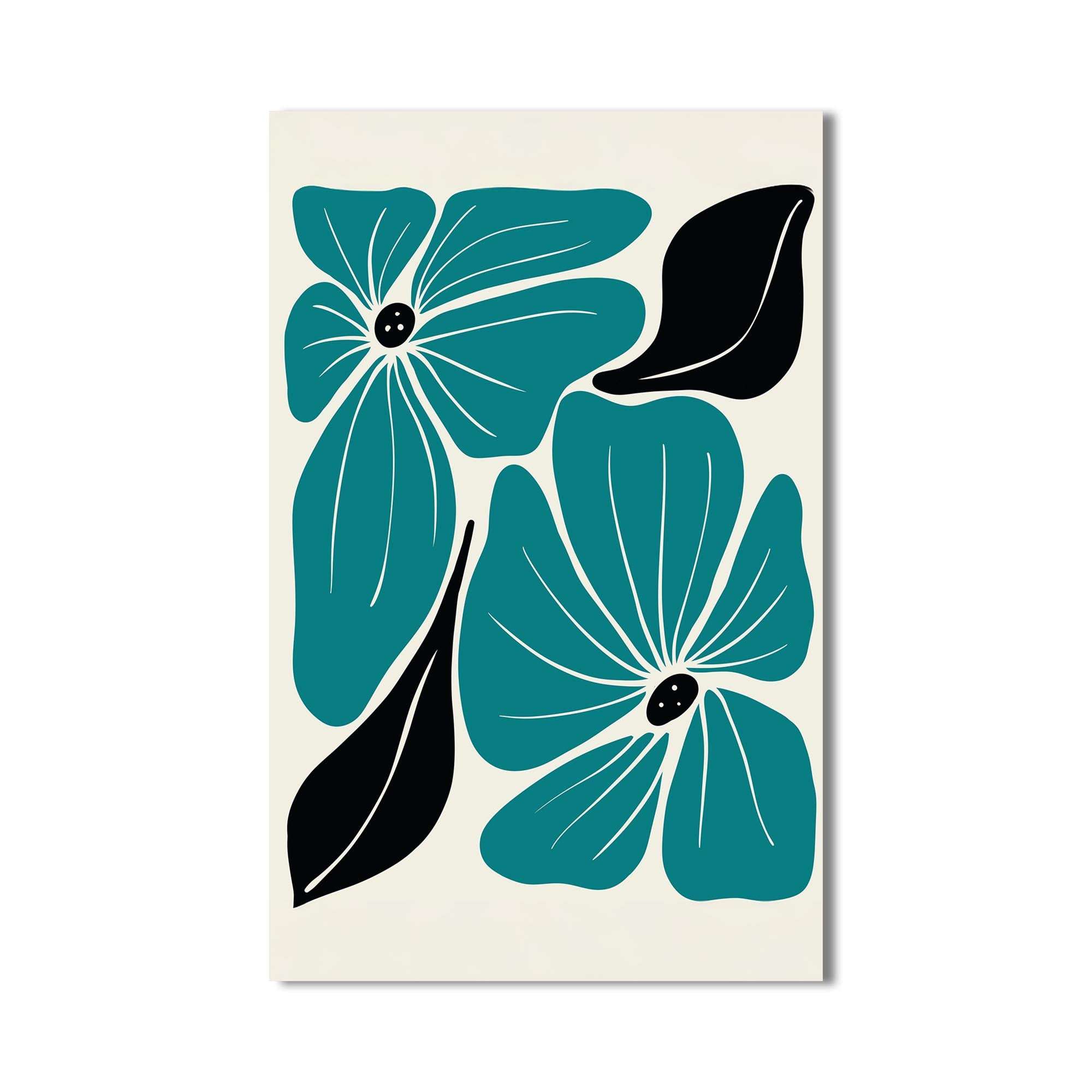 Teal Bloom Pattern– Bohemian Tempered Glass Wall Art (
