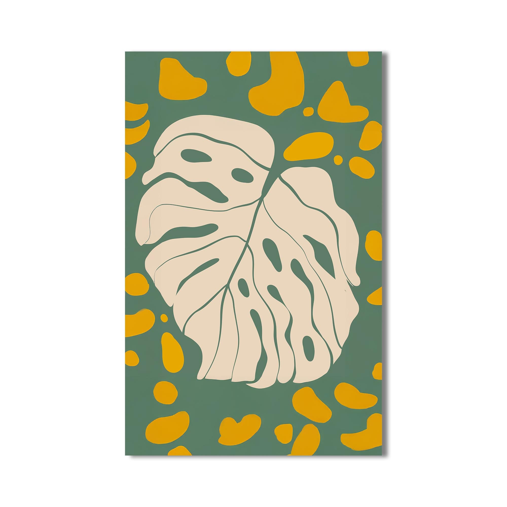 Artronauts Glass Print Olive Monstera Play– Bohemian Tempered Glass Wall Art