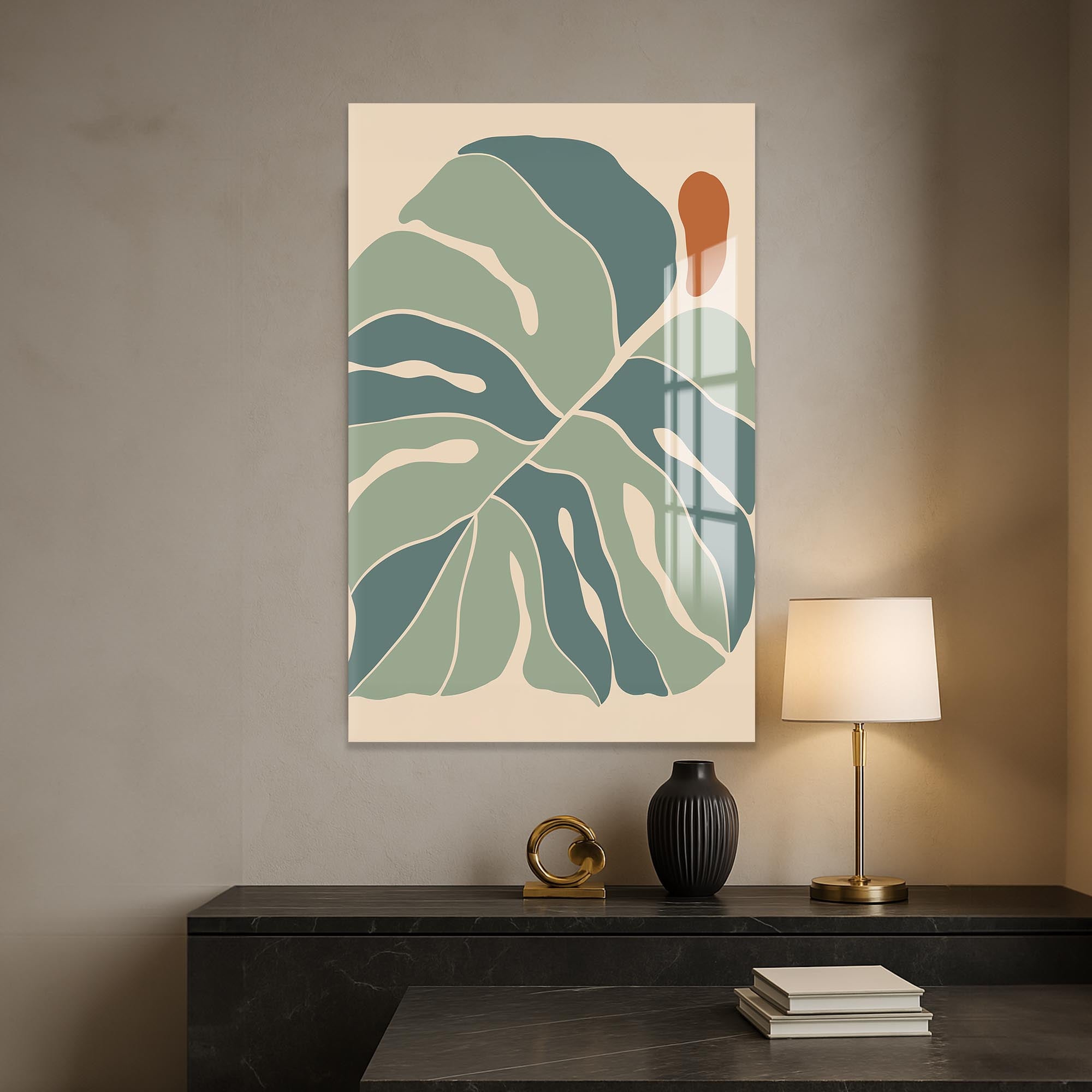 Artronauts Glass Print Nordic Leaf Balance– Bohemian Tempered Glass Wall Art