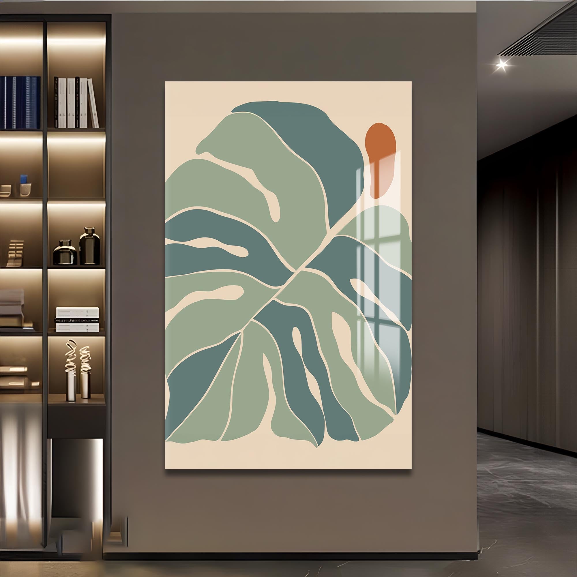 Artronauts Glass Print Nordic Leaf Balance– Bohemian Tempered Glass Wall Art