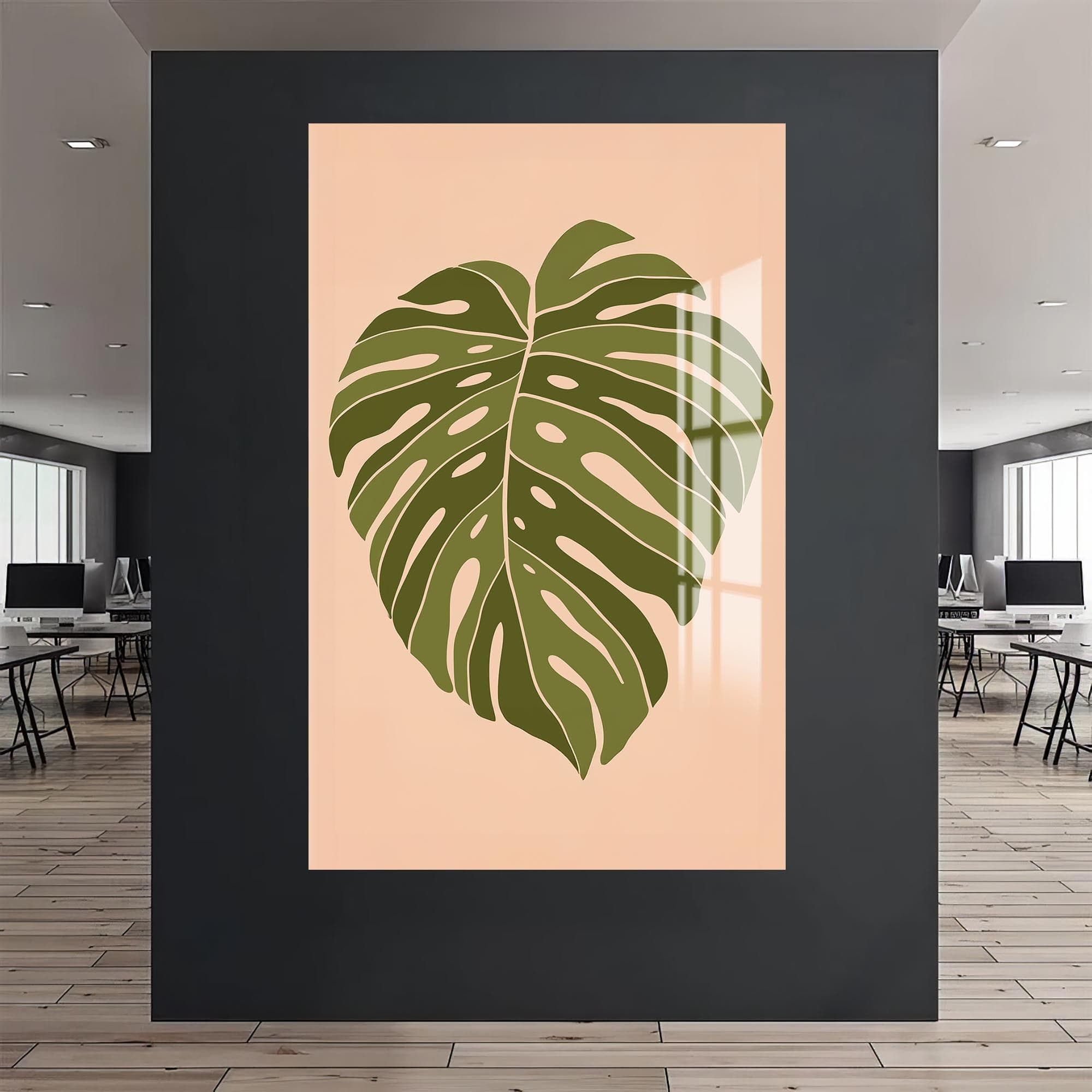 Artronauts Glass Print Soft Olive Heartleaf– Bohemian Tempered Glass Wall Art