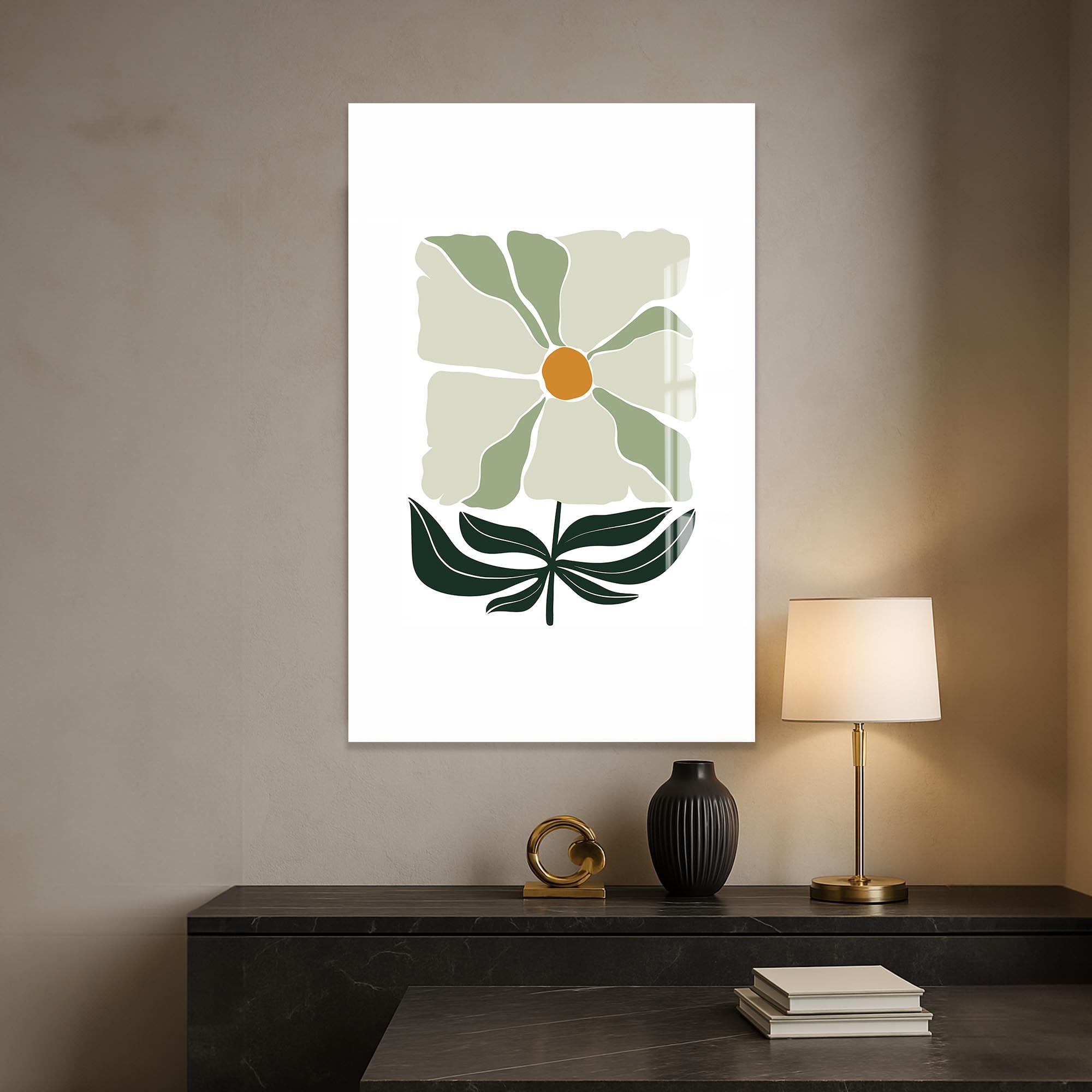 Soft Ivory Bloom– Bohemian Tempered Glass Wall Art