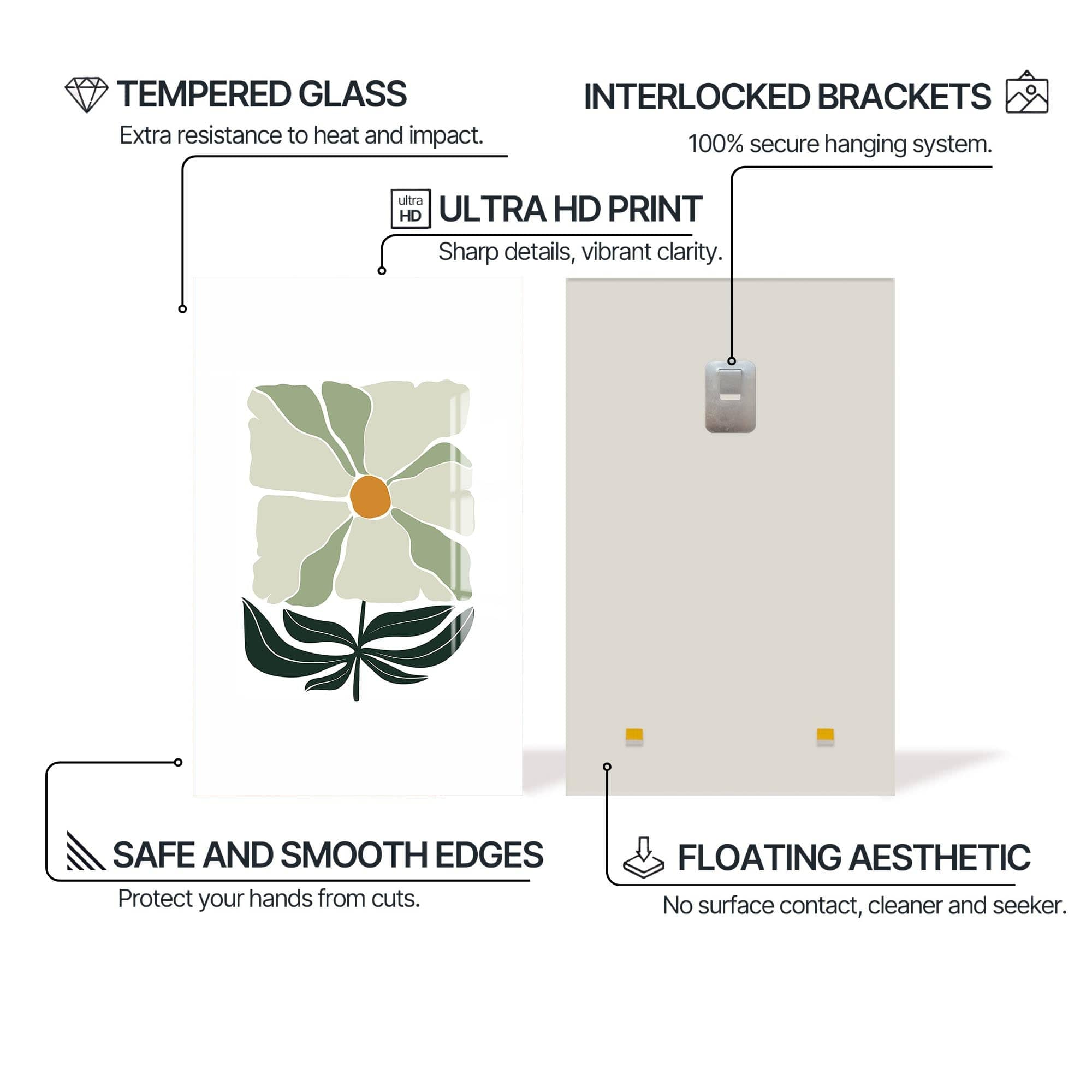 Artronauts Glass Print Soft Ivory Bloom– Bohemian Tempered Glass Wall Art