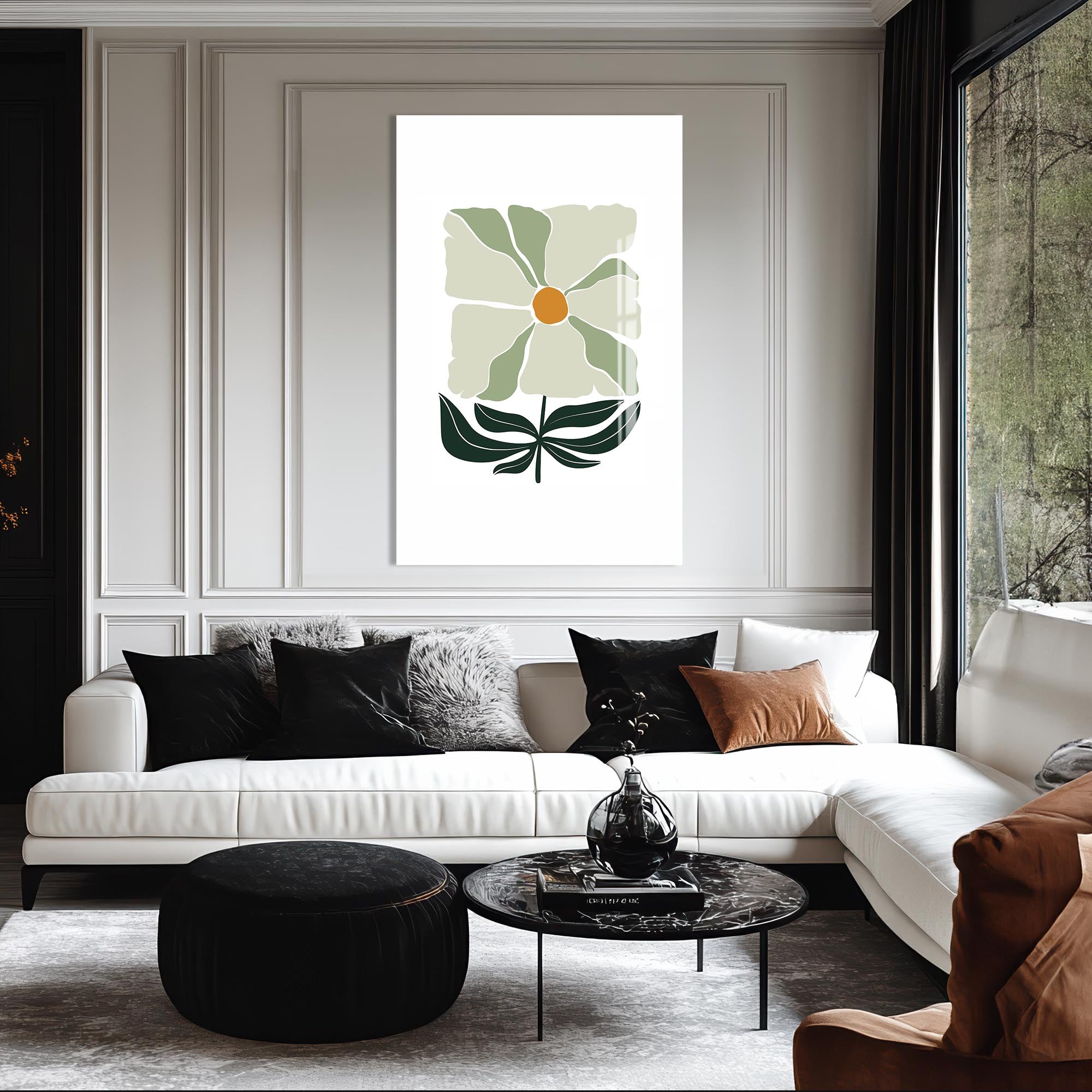 Soft Ivory Bloom– Bohemian Tempered Glass Wall Art