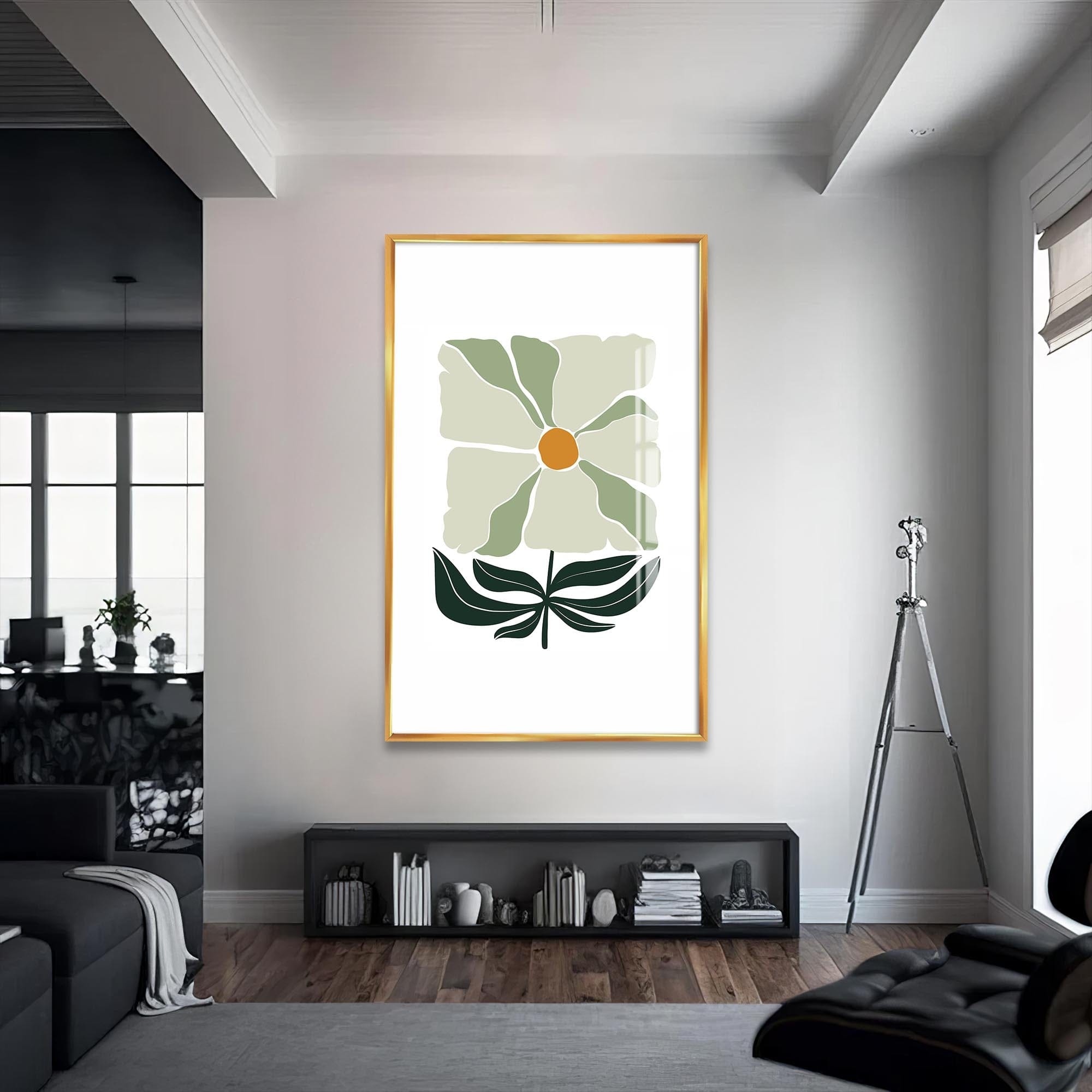 Artronauts Glass Print S | 72x46 cm | 28.3"x18.1" / Gold Soft Ivory Bloom– Bohemian Tempered Glass Wall Art