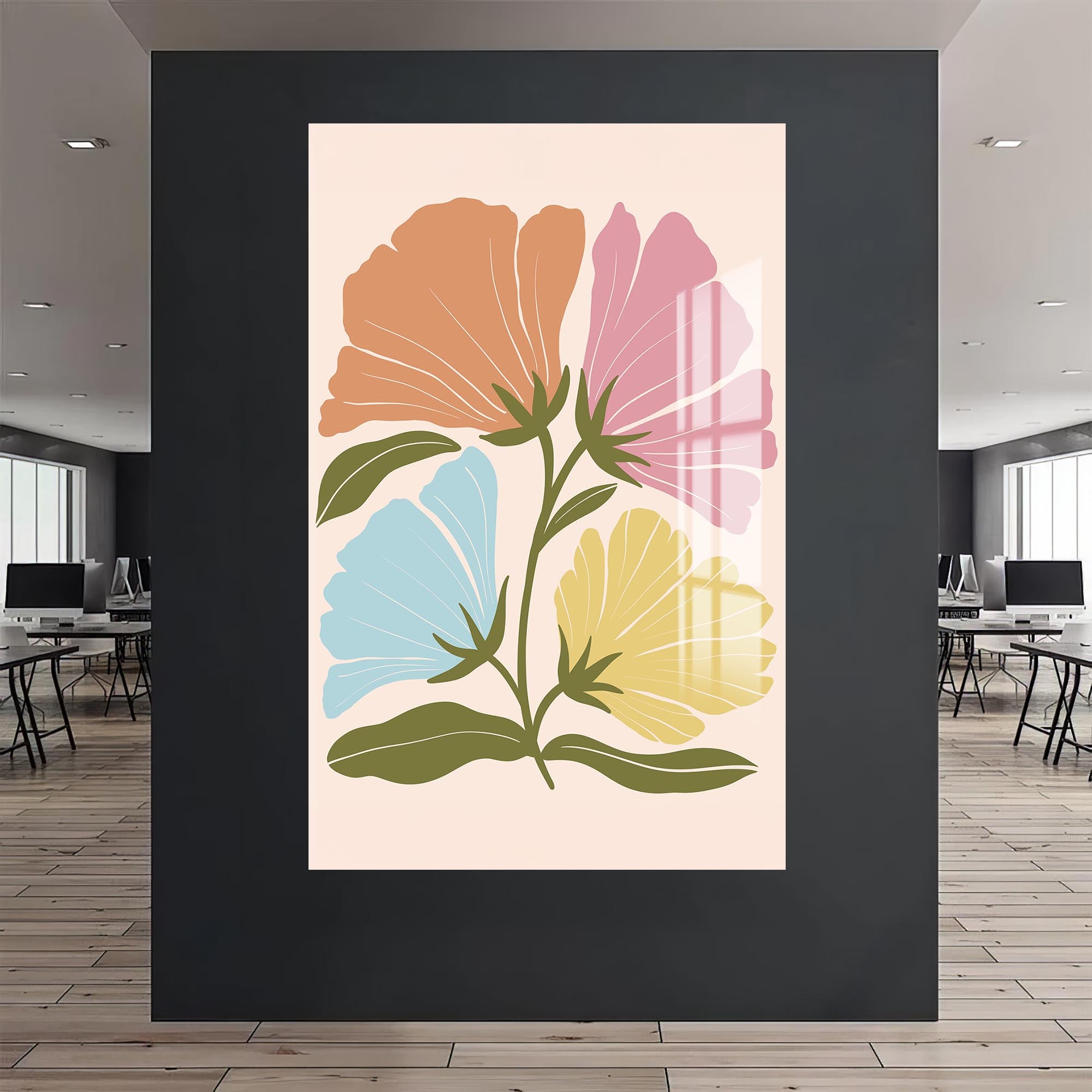 Pastel Garden Harmony– Bohemian Tempered Glass Wall Art