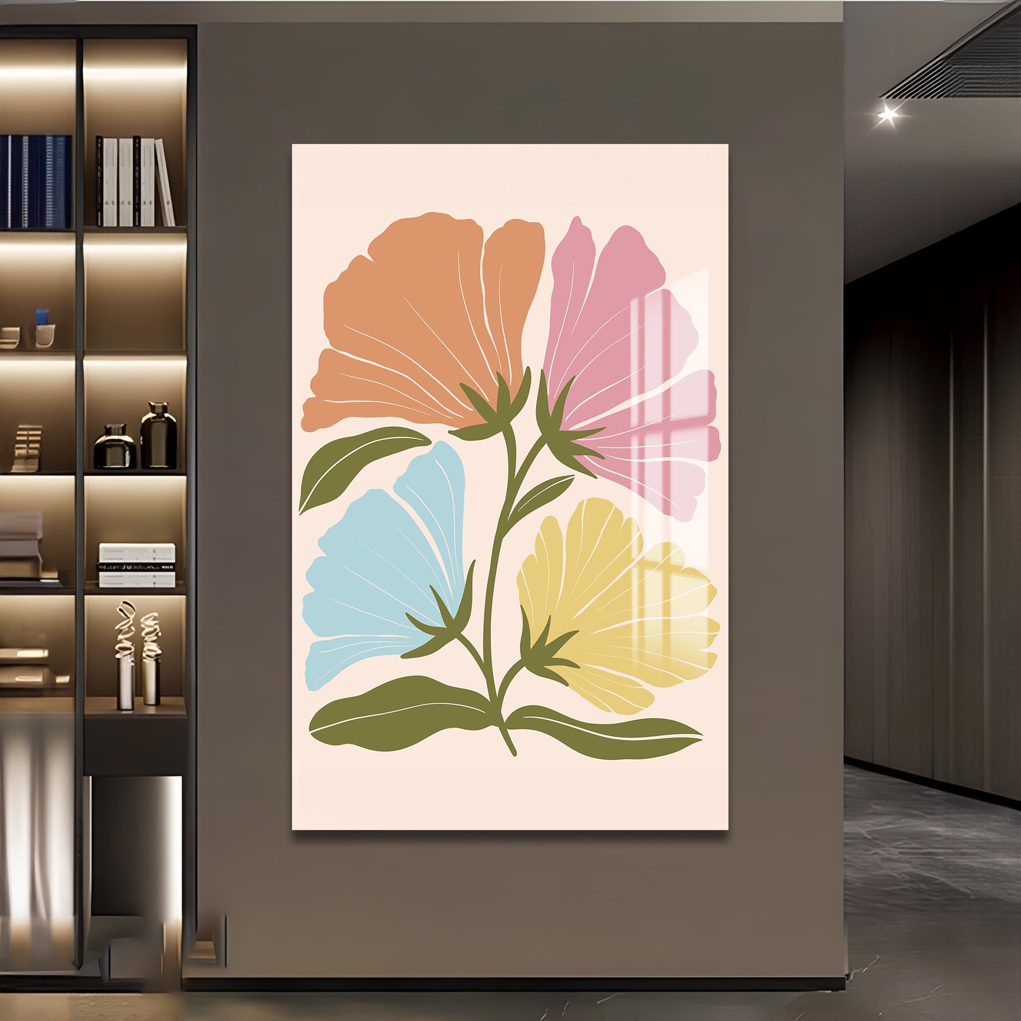 Pastel Garden Harmony– Bohemian Tempered Glass Wall Art