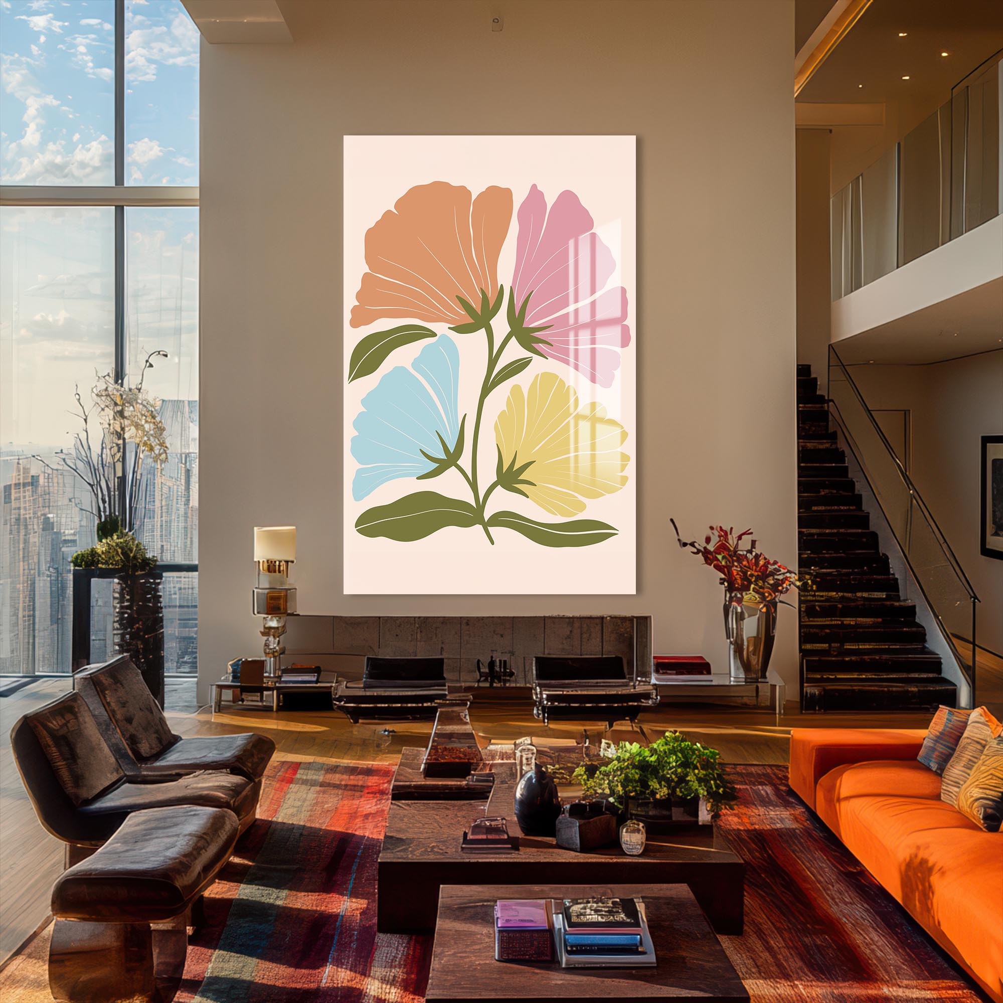 Pastel Garden Harmony– Bohemian Tempered Glass Wall Art