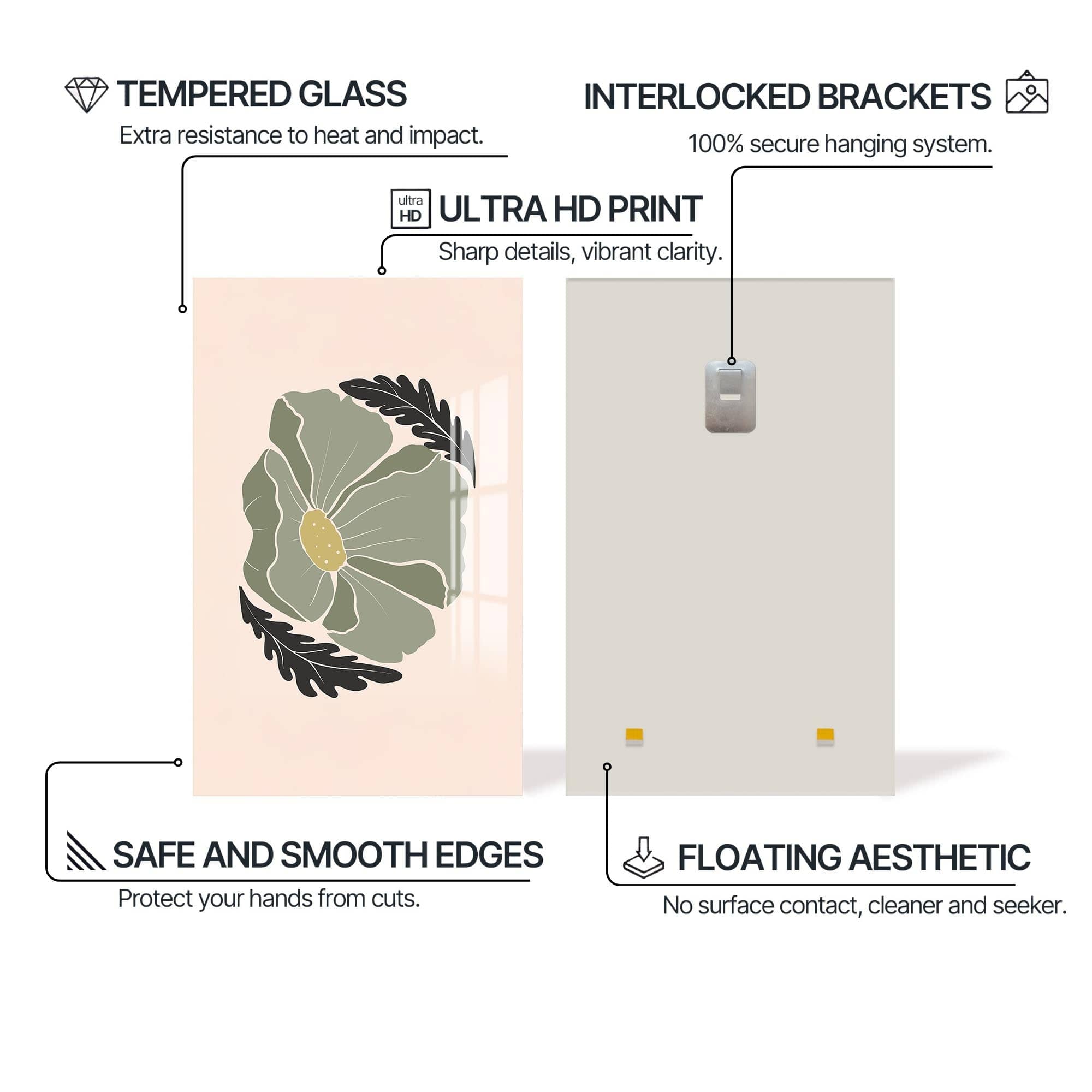 Artronauts Glass Print Sage Petal Calm– Bohemian Tempered Glass Wall Art
