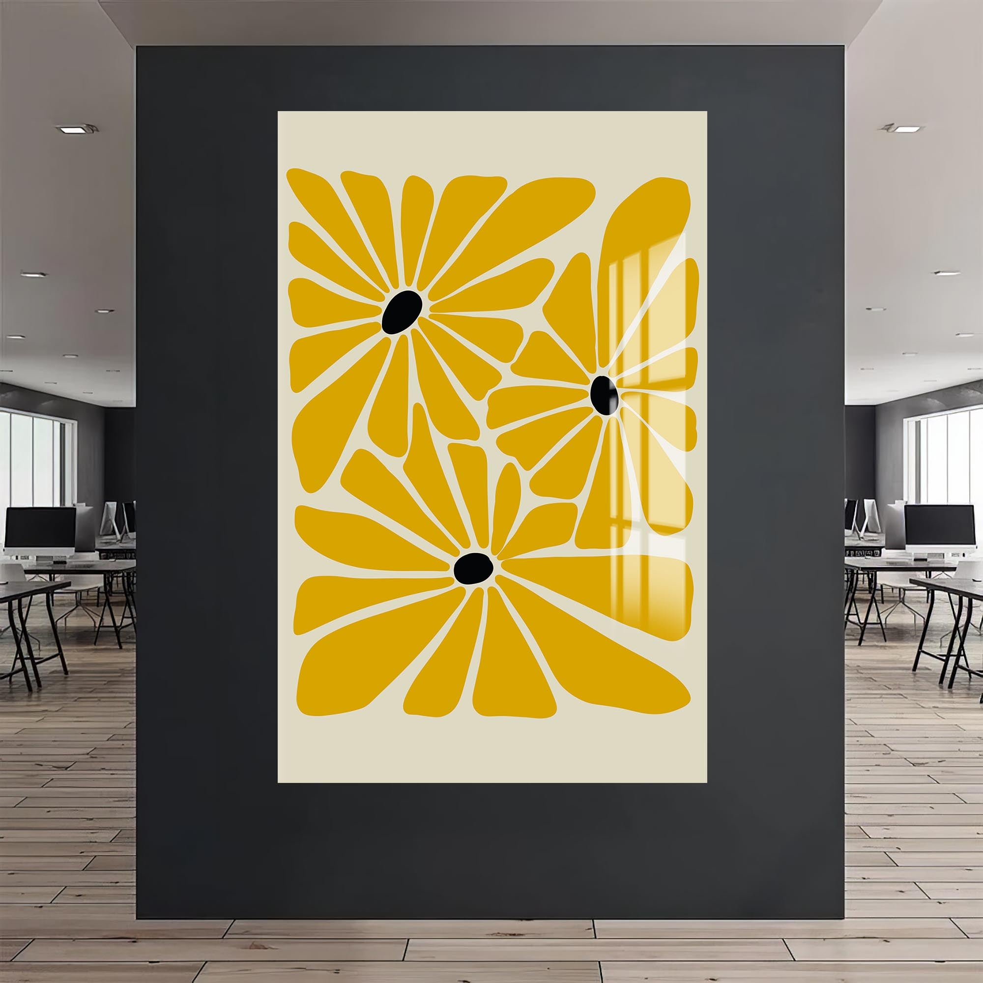 Artronauts Glass Print Golden Meadow Trio– Bohemian Tempered Glass Wall Art (