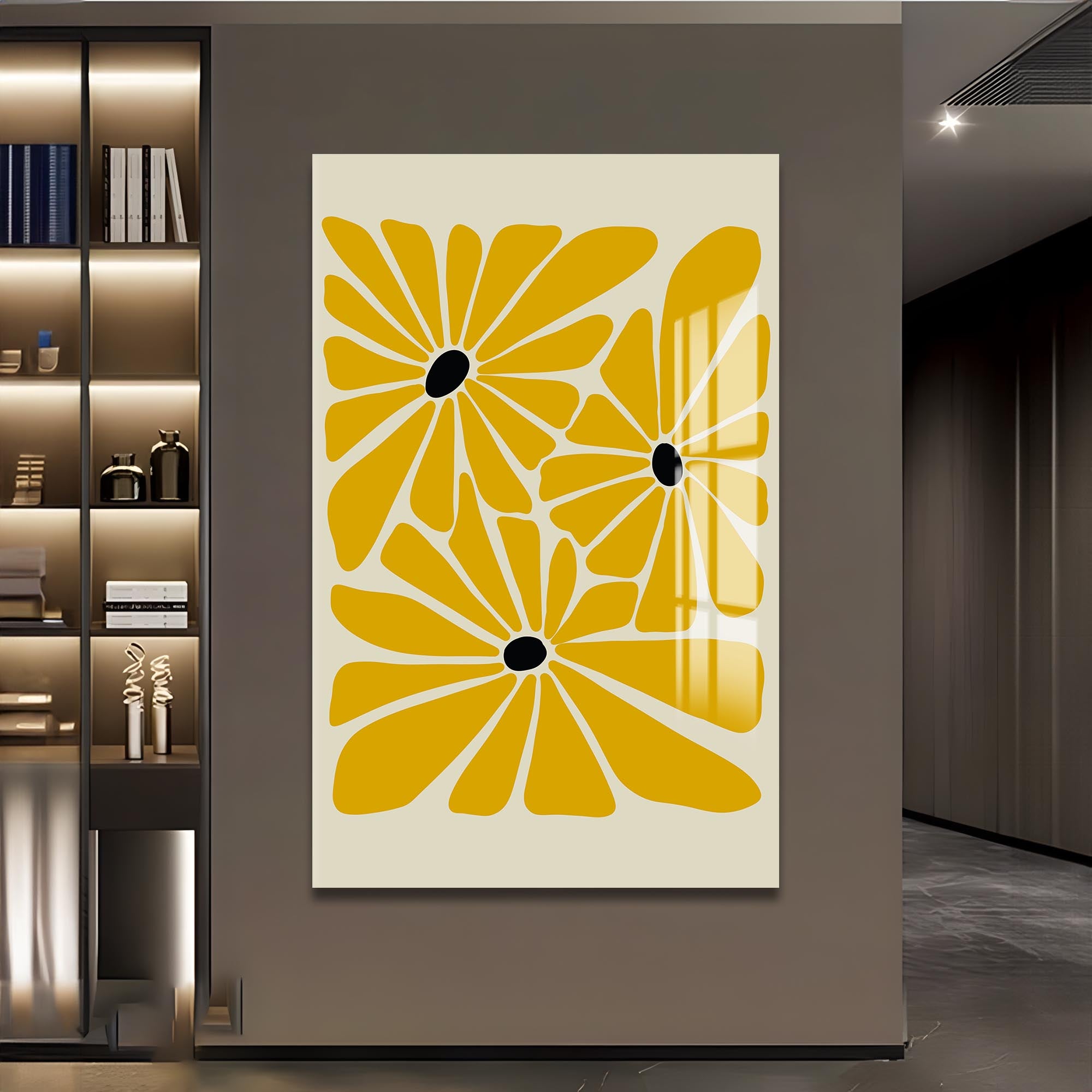 Artronauts Glass Print Golden Meadow Trio– Bohemian Tempered Glass Wall Art (