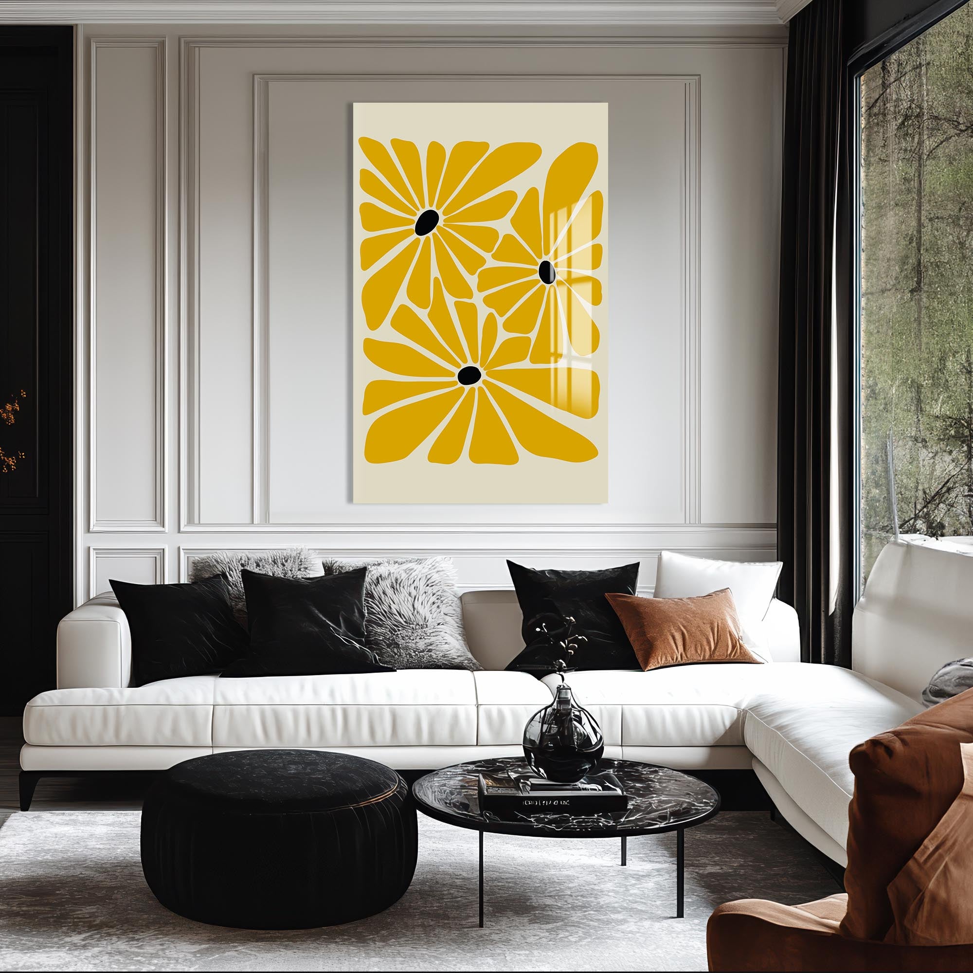 Artronauts Glass Print Golden Meadow Trio– Bohemian Tempered Glass Wall Art (