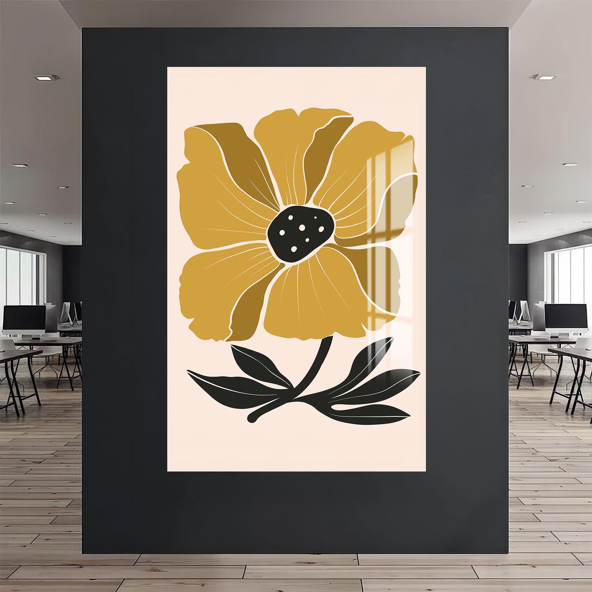 Artronauts Glass Print Golden Poppy Bloom– Bohemian Tempered Glass Wall Art