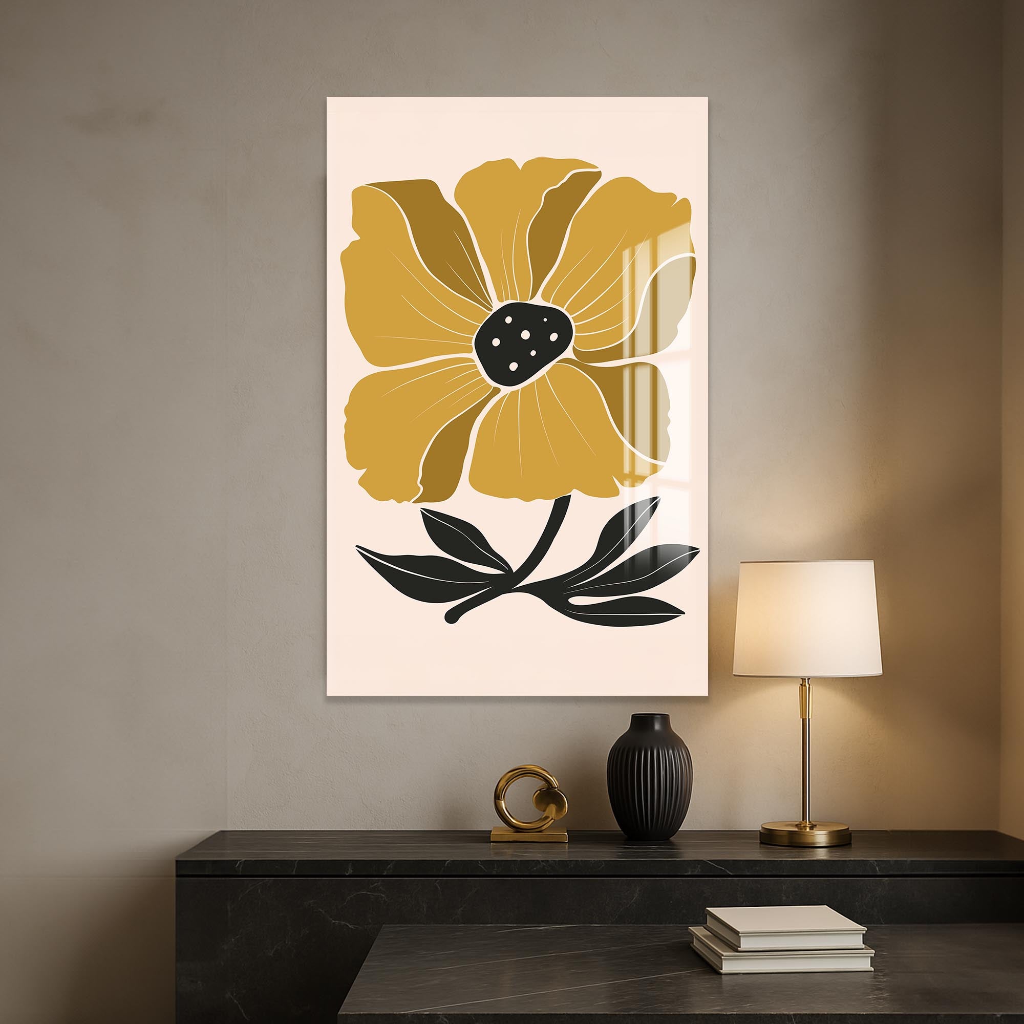 Artronauts Glass Print Golden Poppy Bloom– Bohemian Tempered Glass Wall Art