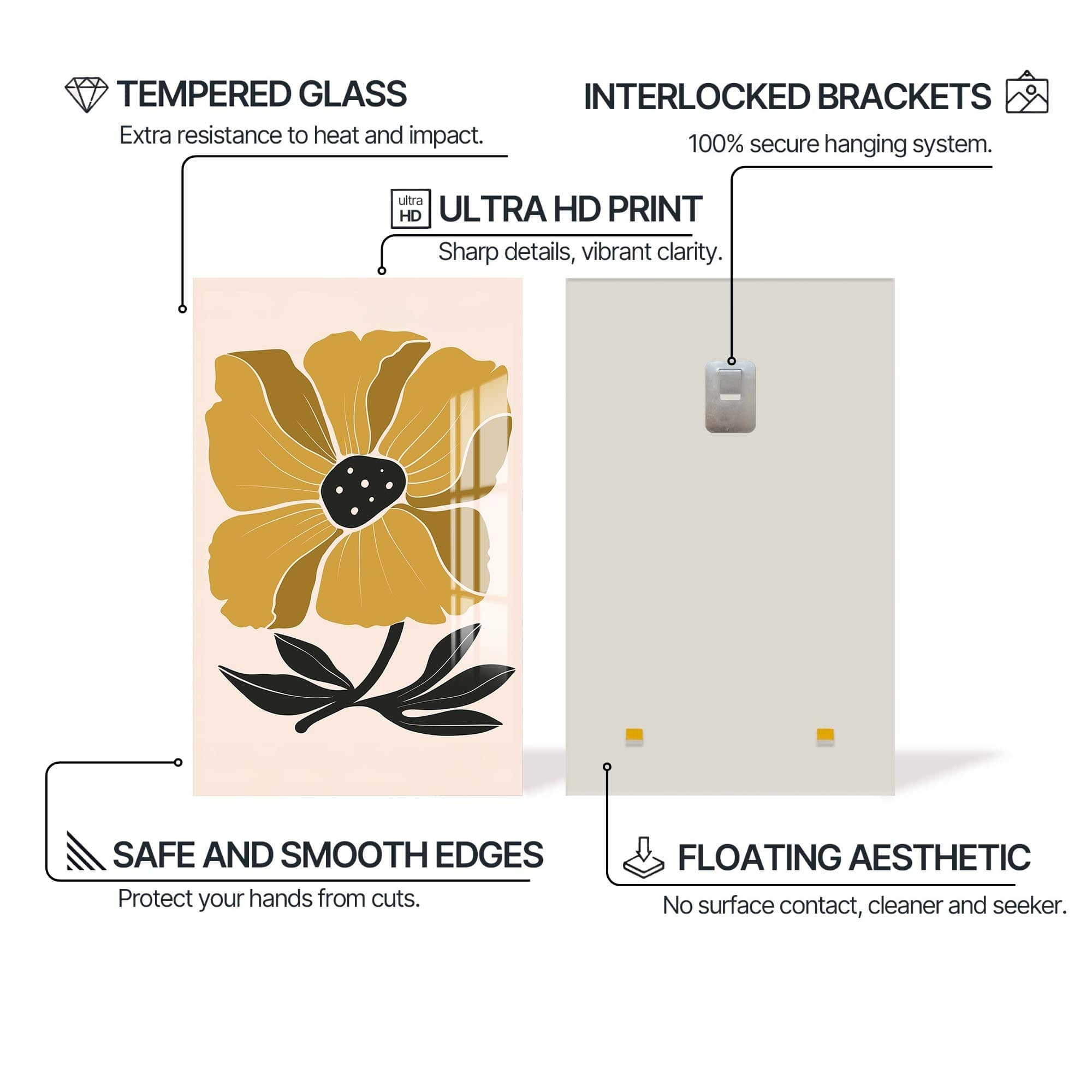 Artronauts Glass Print Golden Poppy Bloom– Bohemian Tempered Glass Wall Art