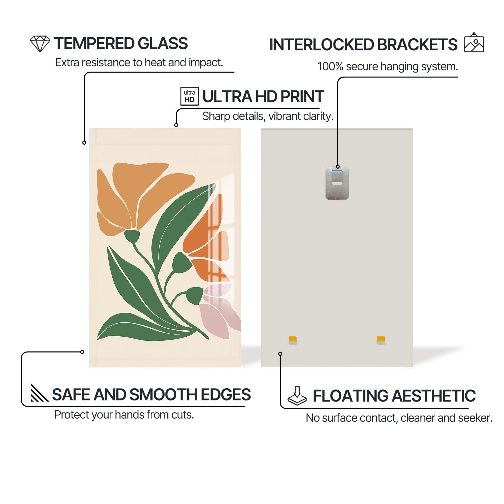 Artronauts Glass Print Soft Bloom Harmony– Bohemian Tempered Glass Wall Art