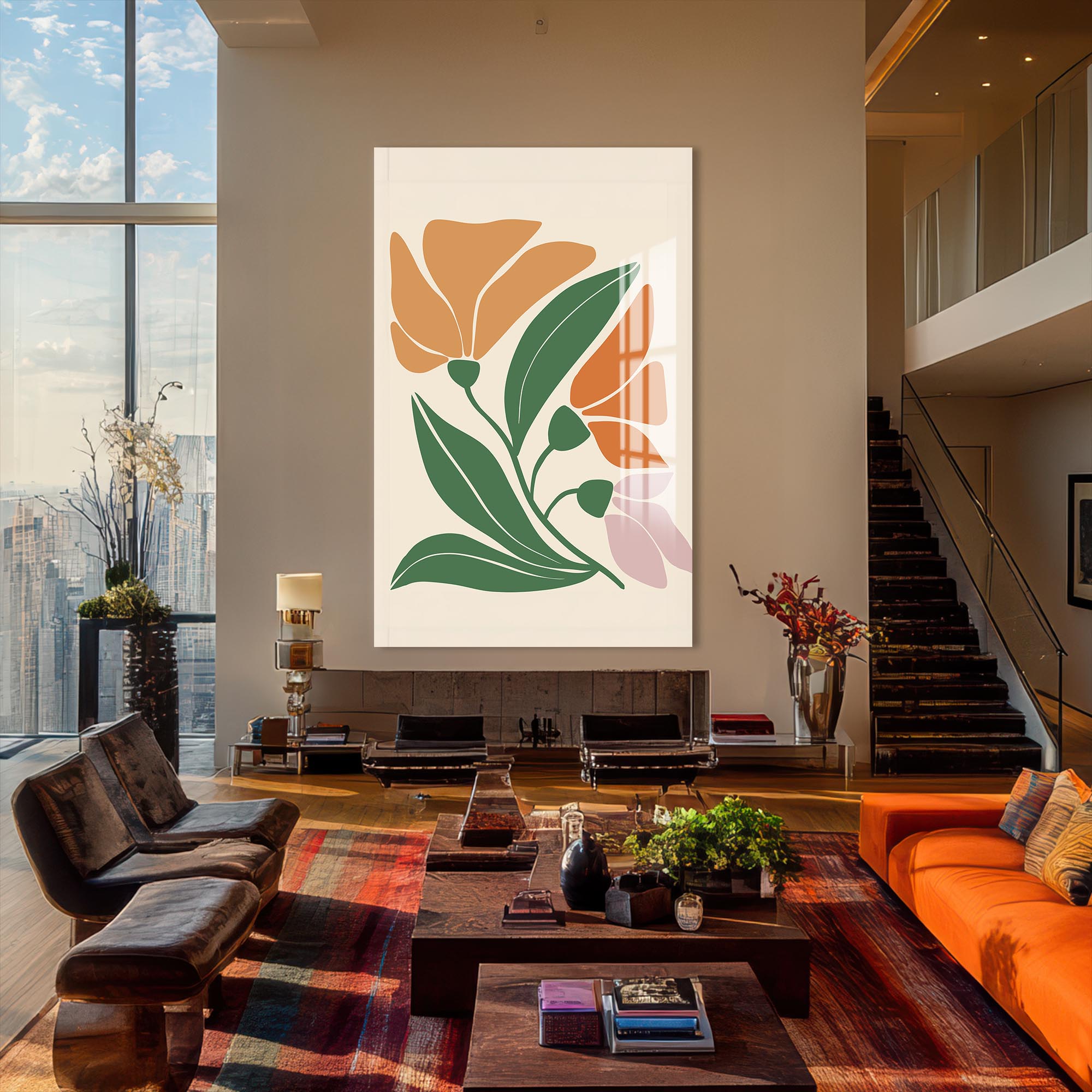 Soft Bloom Harmony– Bohemian Tempered Glass Wall Art