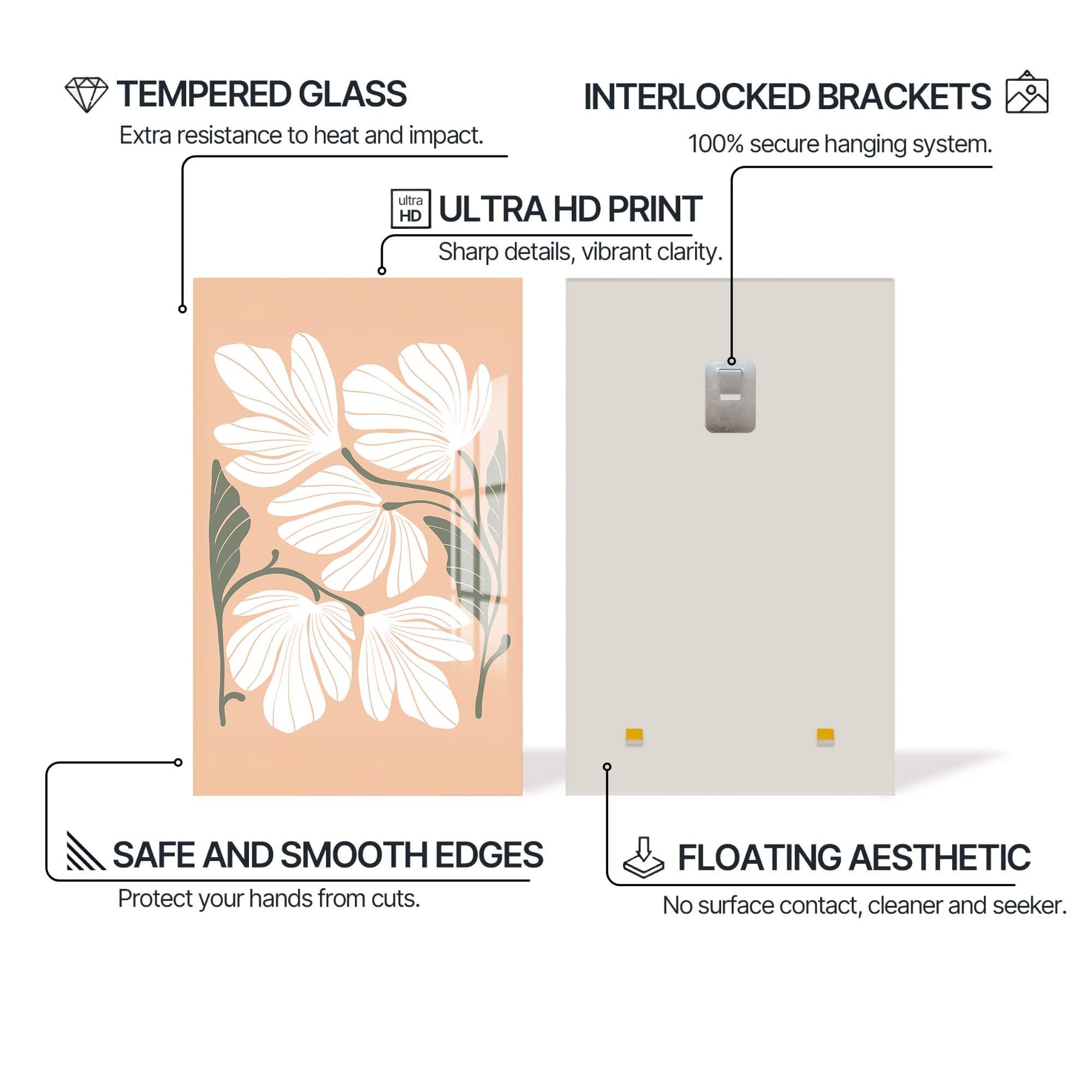 Artronauts Glass Print Peach Petal Cluster– Bohemian Tempered Glass Wall Art