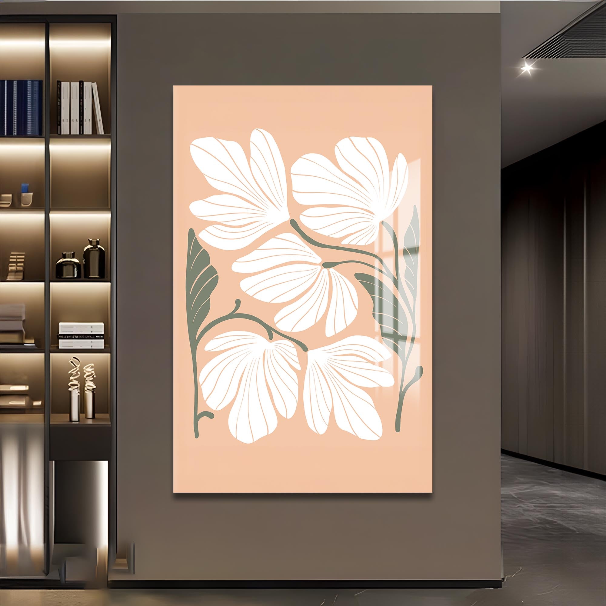 Peach Petal Cluster– Bohemian Tempered Glass Wall Art