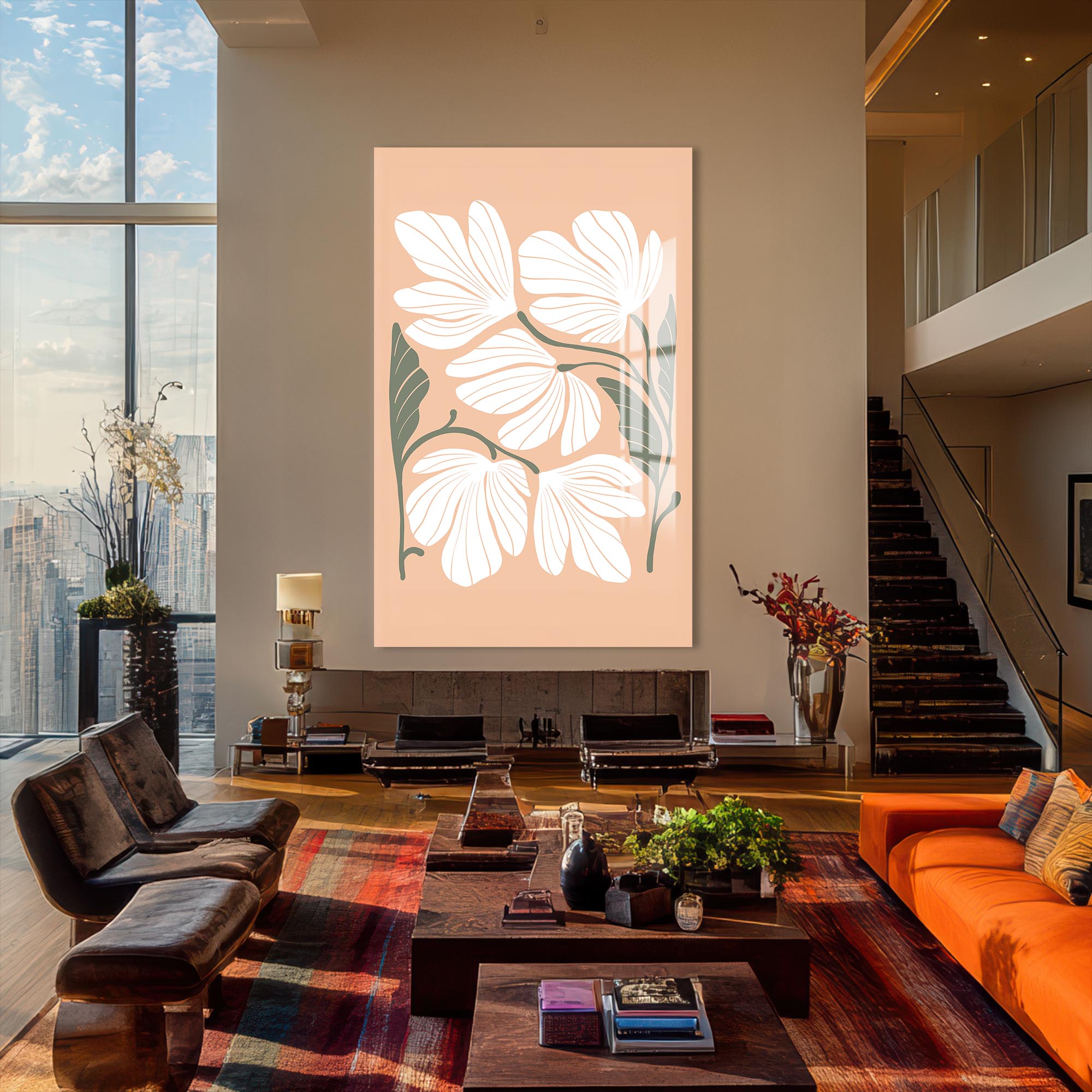 Artronauts Glass Print Peach Petal Cluster– Bohemian Tempered Glass Wall Art