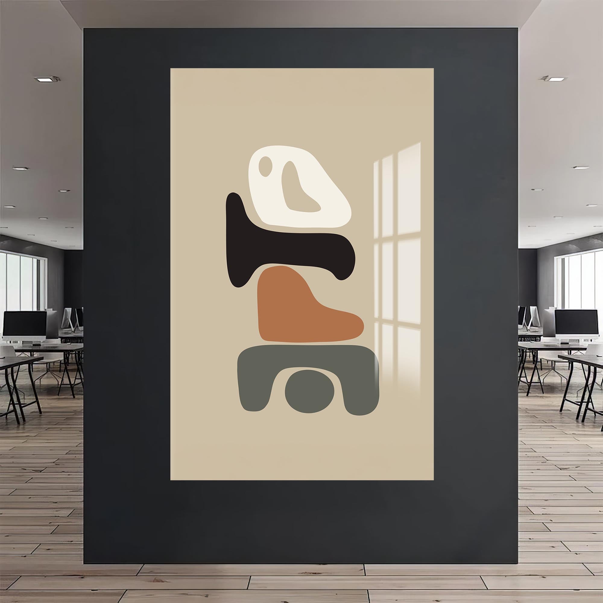 Abstract Balance Shapes– Bohemian Tempered Glass Wall Art