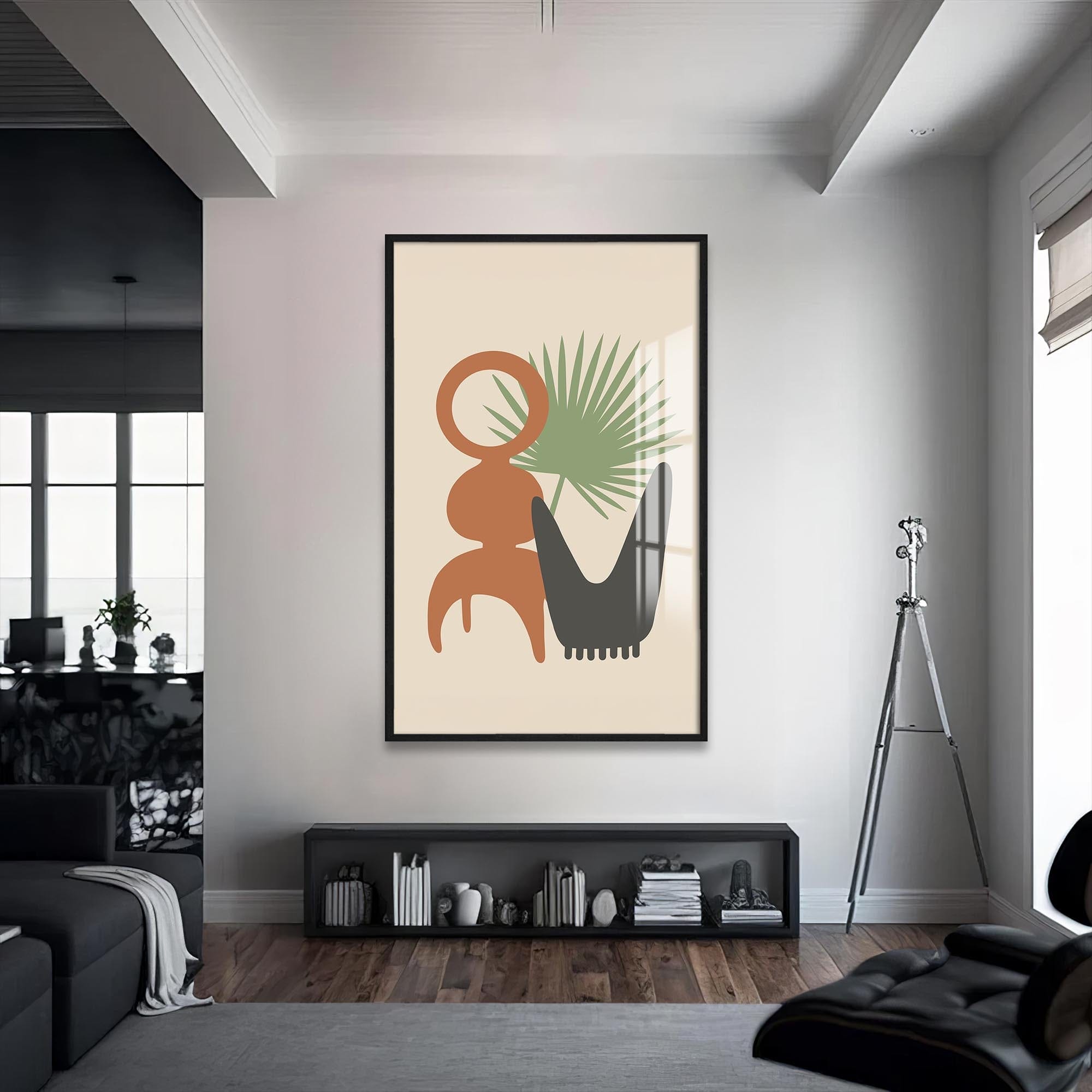 Artronauts Glass Print S | 72x46 cm | 28.3"x18.1" / Black Palm Still Life– Bohemian Tempered Glass Wall Art